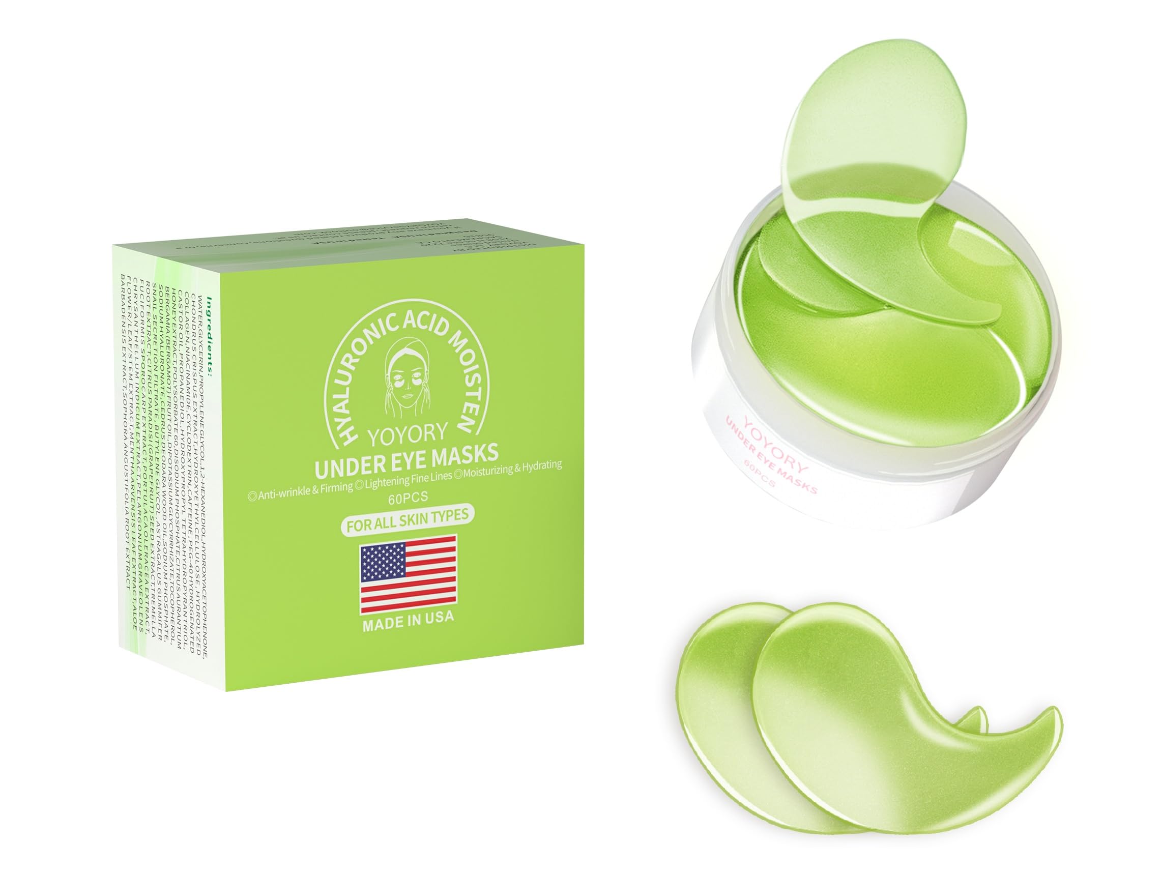 Under Eye Patches for Wrinkles & Dark Circles - Hydrating Eye Gel Masks with Hyaluronic Acid & Collagen (60 Count) - Reduce Puffy Eyes, Fine Lines & Eye Bags - Perfect for Night Routine, Travel & Post-Makeup Care