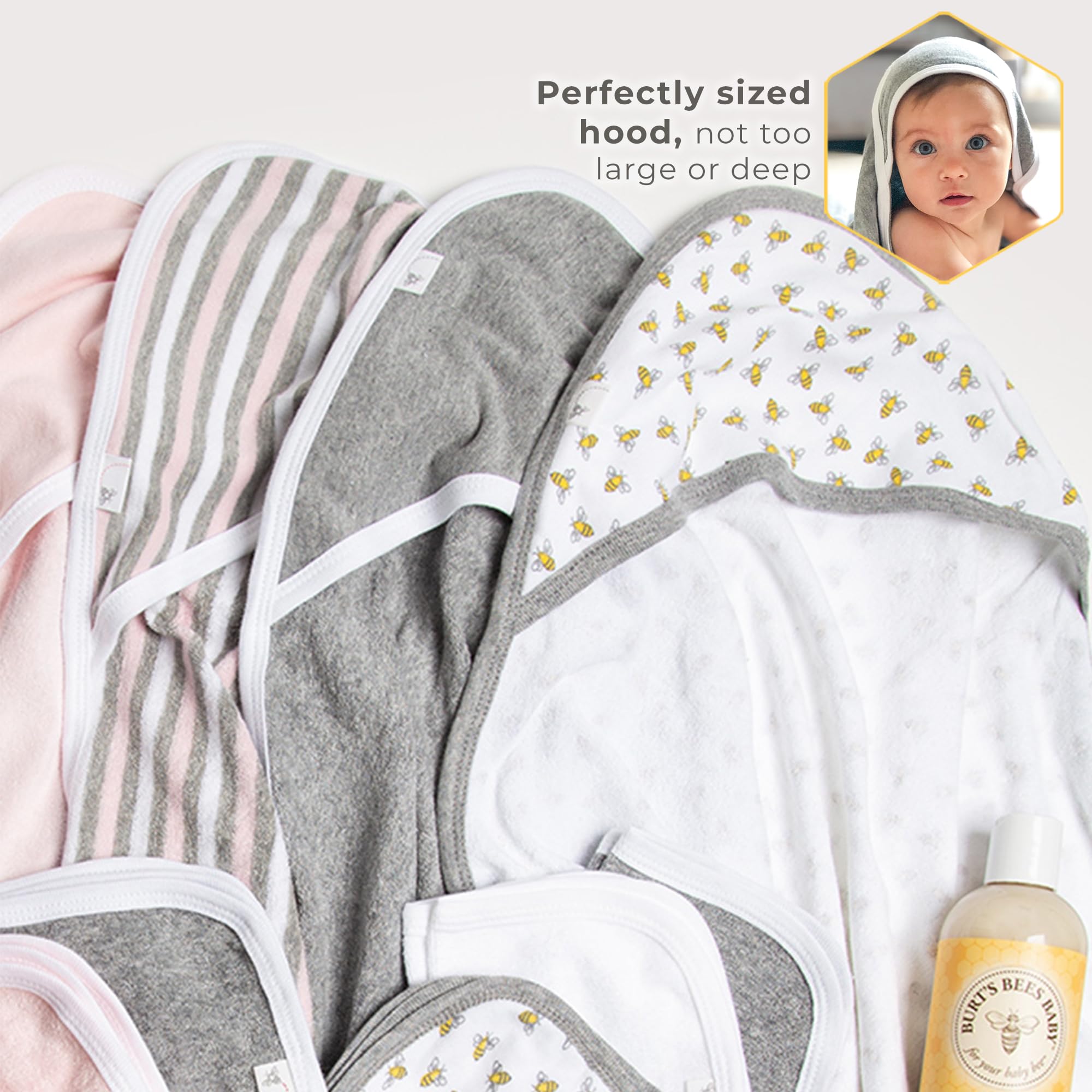Burt's Bees Baby Hooded Towels - 100% Organic Cotton, Super Soft & Absorbent Knit Terry for Newborns & Toddlers - Perfect for Bath Time, Swimming & After-Spa Care
