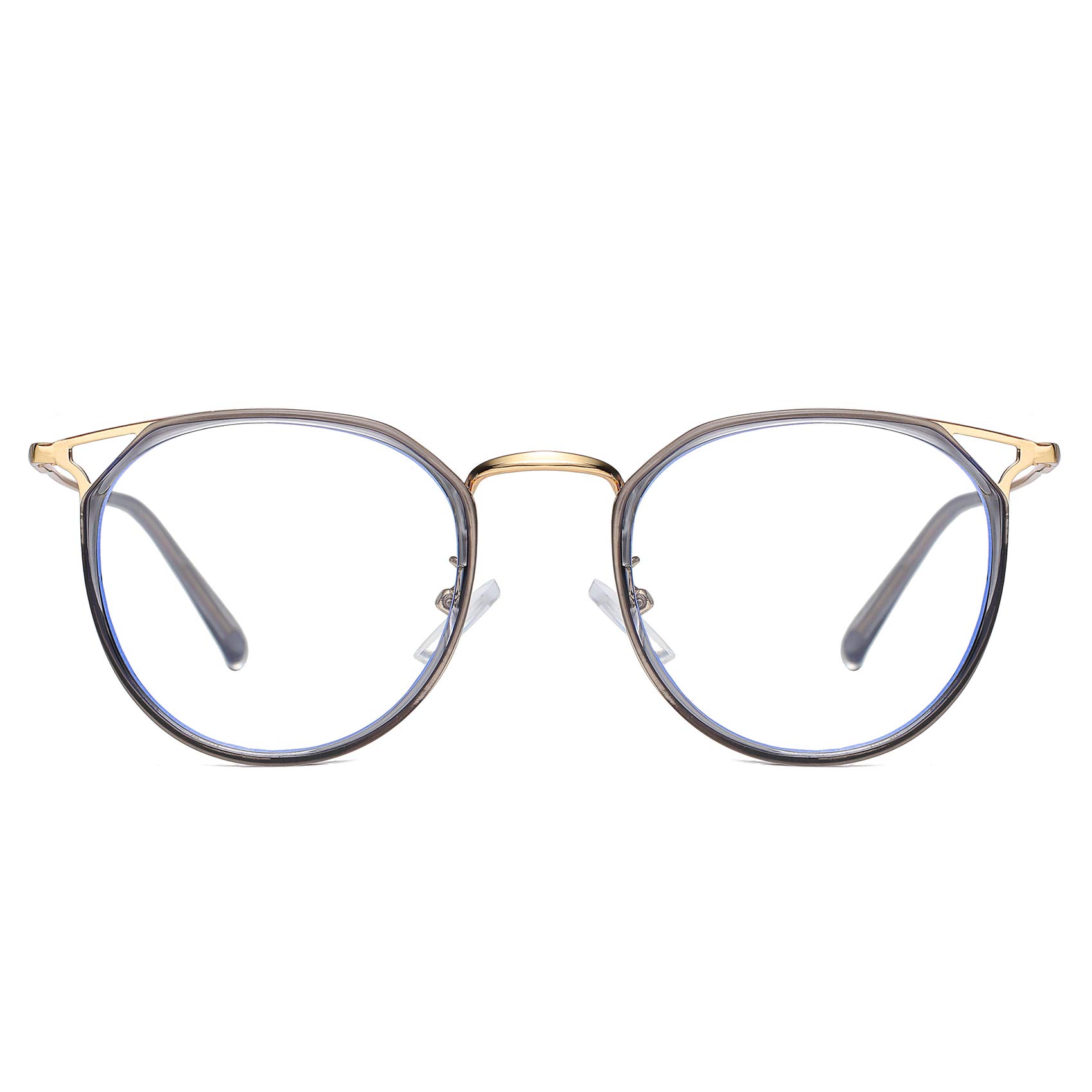 DUCO Blue Light Blocking Glasses - Retro Round Computer Eyewear for Women & Men | Screen Time & Gaming