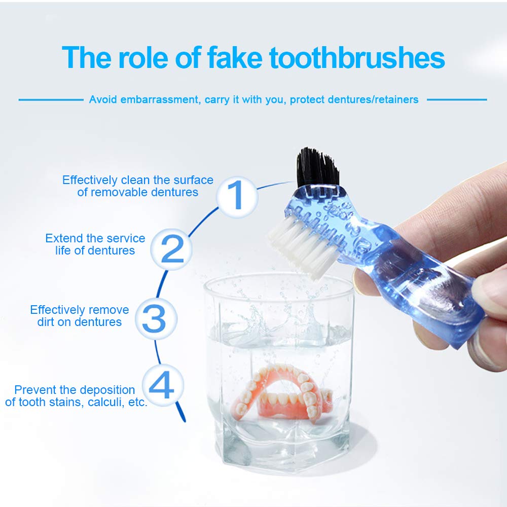 Denture Storage Box with Mirror & Cleaning Brush - Orthodontic Teeth Case, Retainer Cleaning Box for Dentures & Aligners - Perfect for Travel, Home & Daily Dental Care