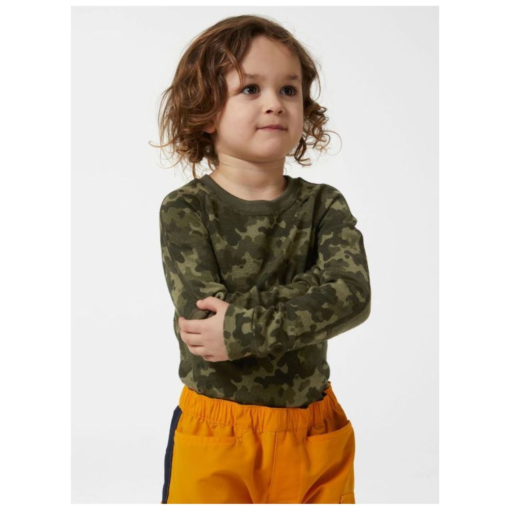 Helly Hansen Kids Ski Thermals Lifa Merino Base Layer Set - Utility Green | Warm Winter Underwear for Boys & Girls | Perfect for Skiing, Snowboarding & Outdoor Activities
