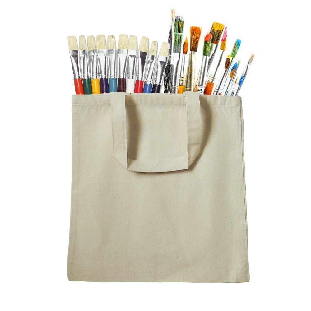100 Pack Eco-Friendly Natural Cotton Canvas Tote Bags 15
