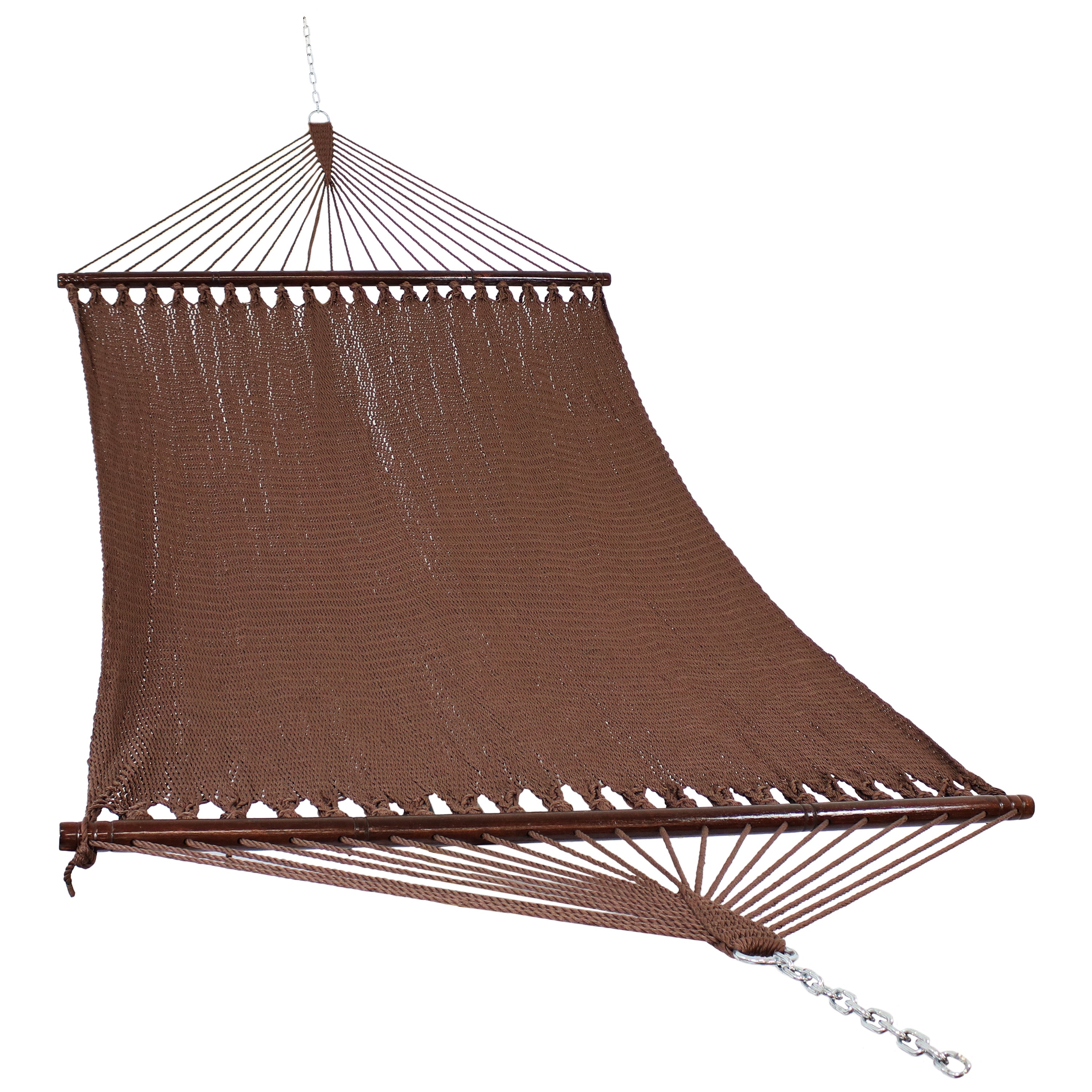 2-Person Polyester Rope Hammock with Spreader Bars - Large Outdoor Hammock for Backyard, Patio & Beach Relaxation
