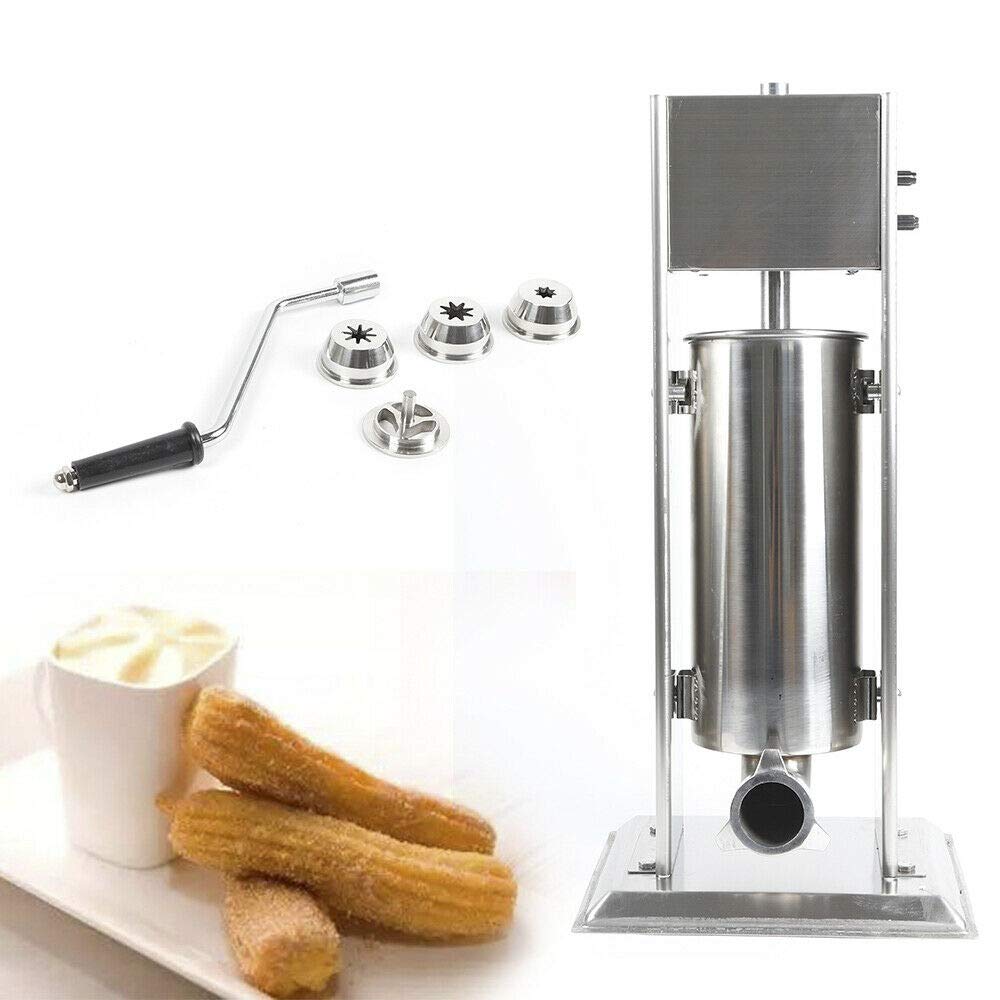 Commercial Churro Maker Machine - 5L Stainless Steel Vertical Manual Churrera with 4 Nozzles - Professional Spanish Donut Maker for Restaurants, Bakeries & Home Use - Perfect for Cafes, Parties, Street Fairs & Holiday Events