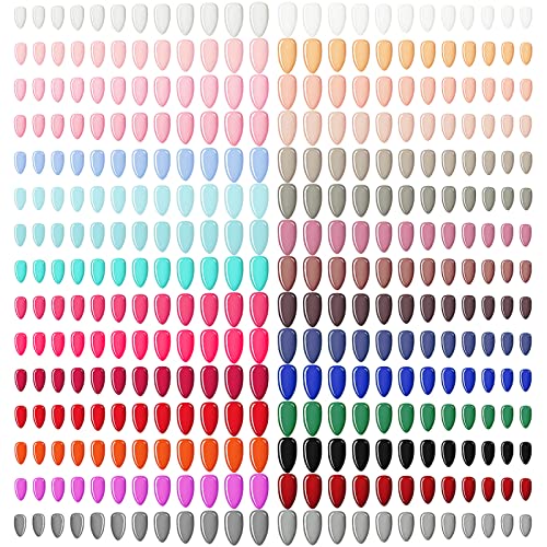 720 Pcs Medium Square False Nails - 30 Pack Almond Shaped Press on Nails, Glossy Plastic Artificial Nails for DIY & Salon Use, Full Cover Stick on Nails in Bright Colors - Perfect for Parties, Weddings & Daily Wear