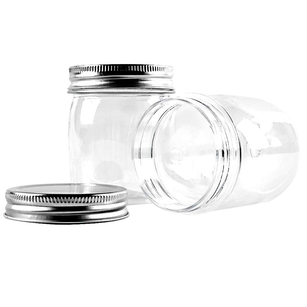 Novelinks 8oz Clear Plastic Jars with Screw-On Lids - 32 Pack BPA-Free Refillable Round Containers for Slime, Crafts, Kitchen & Household Storage - Perfect for DIY Projects, Organizing Spices, and Beauty Products