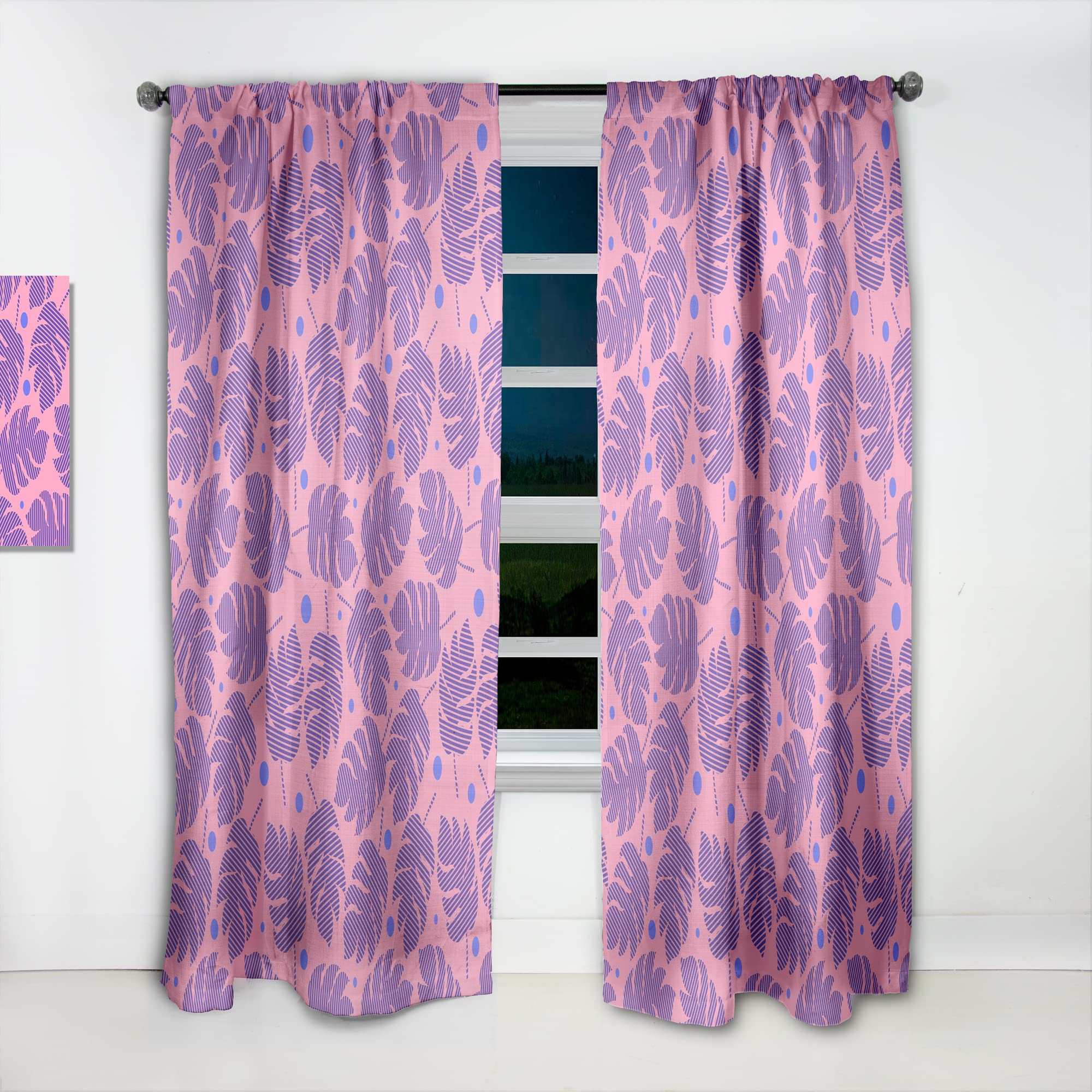 DesignQ Tropical Palm Leaves IV Thermal Insulated Curtain Panel - 52x90 Inches - Blackout Drapes for Bedroom & Living Room - Perfect for Privacy, Sun Protection & Energy Efficiency