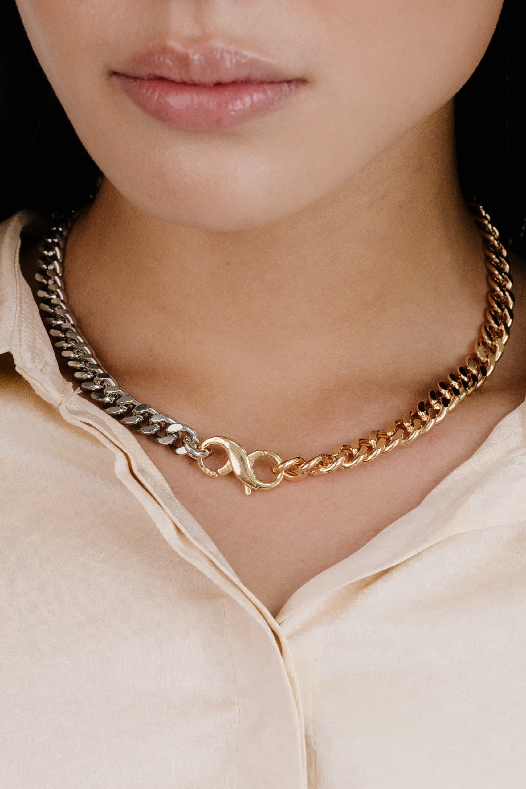 Stylish Mixed Metal Chain Link Necklace for Women - Trendy Layered Jewelry for Everyday Wear, Parties & Gifts