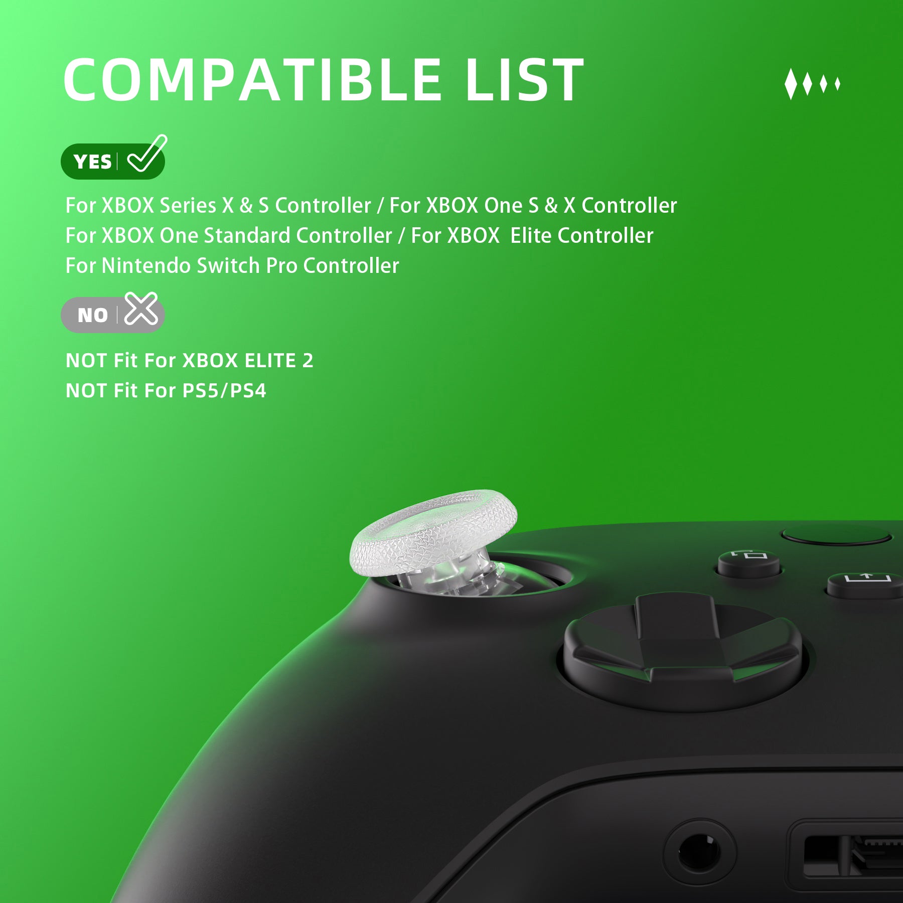 eXtremeRate Clear Interchangeable Thumbsticks for Xbox Core/Xbox One S/X/Elite V1 & Nintendo Switch Pro Controller - Premium Swappable Analog Joysticks for Enhanced Gaming Performance - Perfect for FPS, Racing & Action Games
