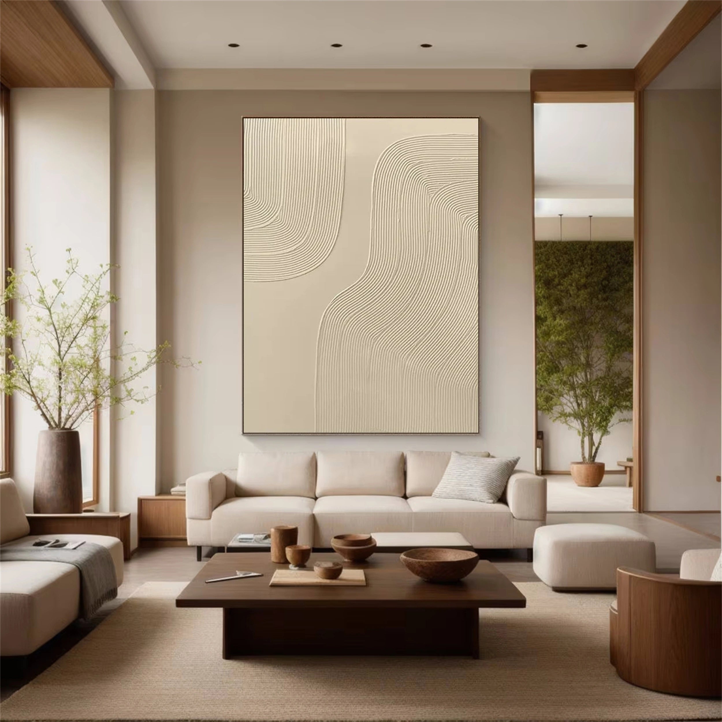 Beige & Brown Abstract Wall Art Canvas Print #BB093 - Modern Home Decor for Living Room, Bedroom & Office