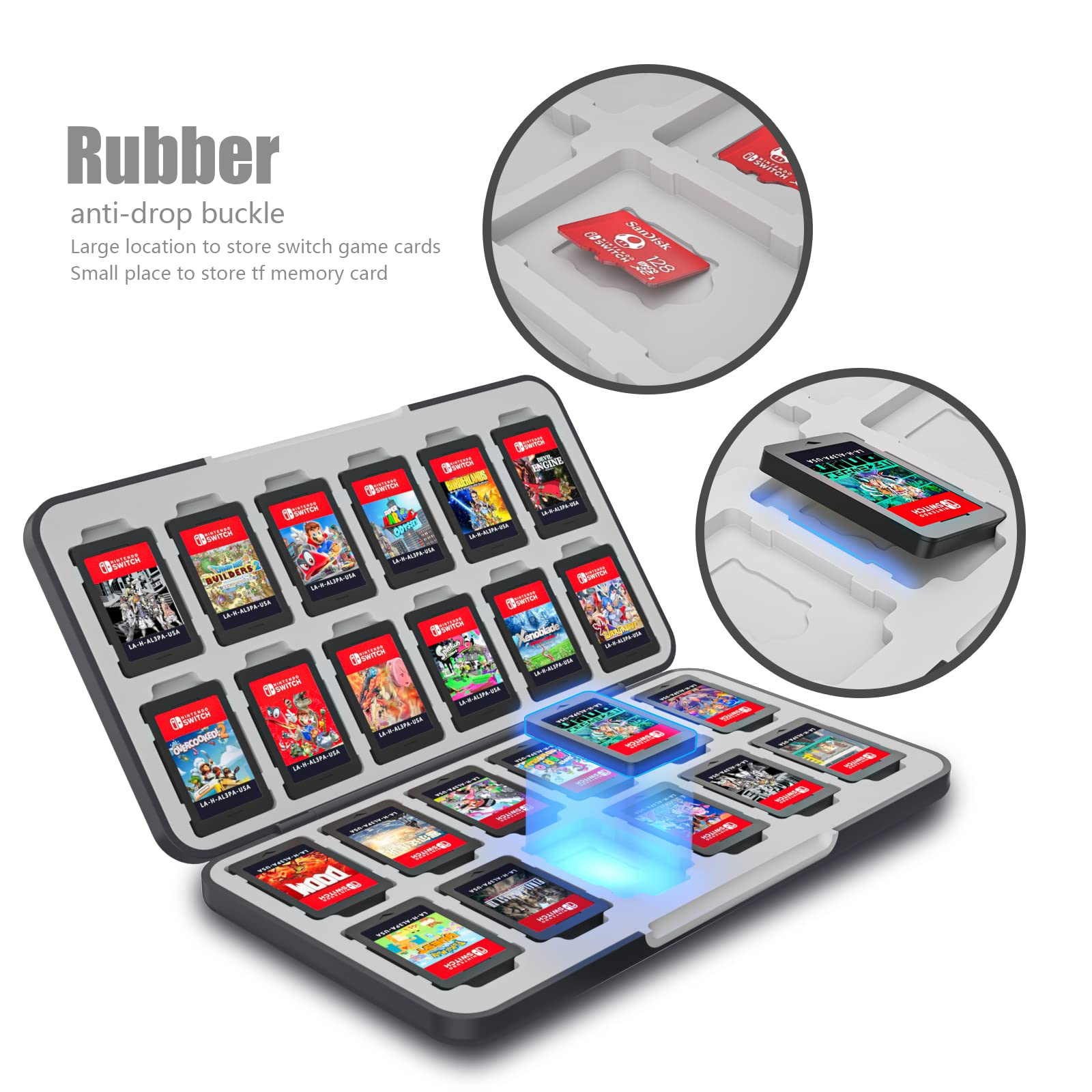 Nintendo Switch Game Case Holder 24 Slots - Switch OLED Game Storage Organizer with Rocket Theme - Perfect for Travel, Home & Gaming Parties