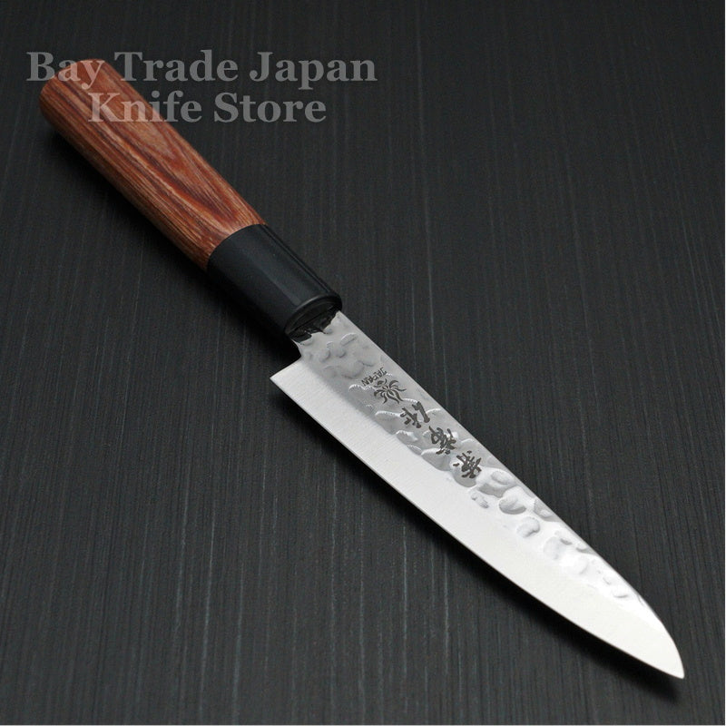 Kanetsune Seki Hammered Finish DSR 1K6 Petty Utility Knife 120mm - Japanese Stainless Steel Kitchen Knife for Slicing, Peeling & Precision Cutting - Perfect for Chefs, Home Cooks & Culinary Enthusiasts
