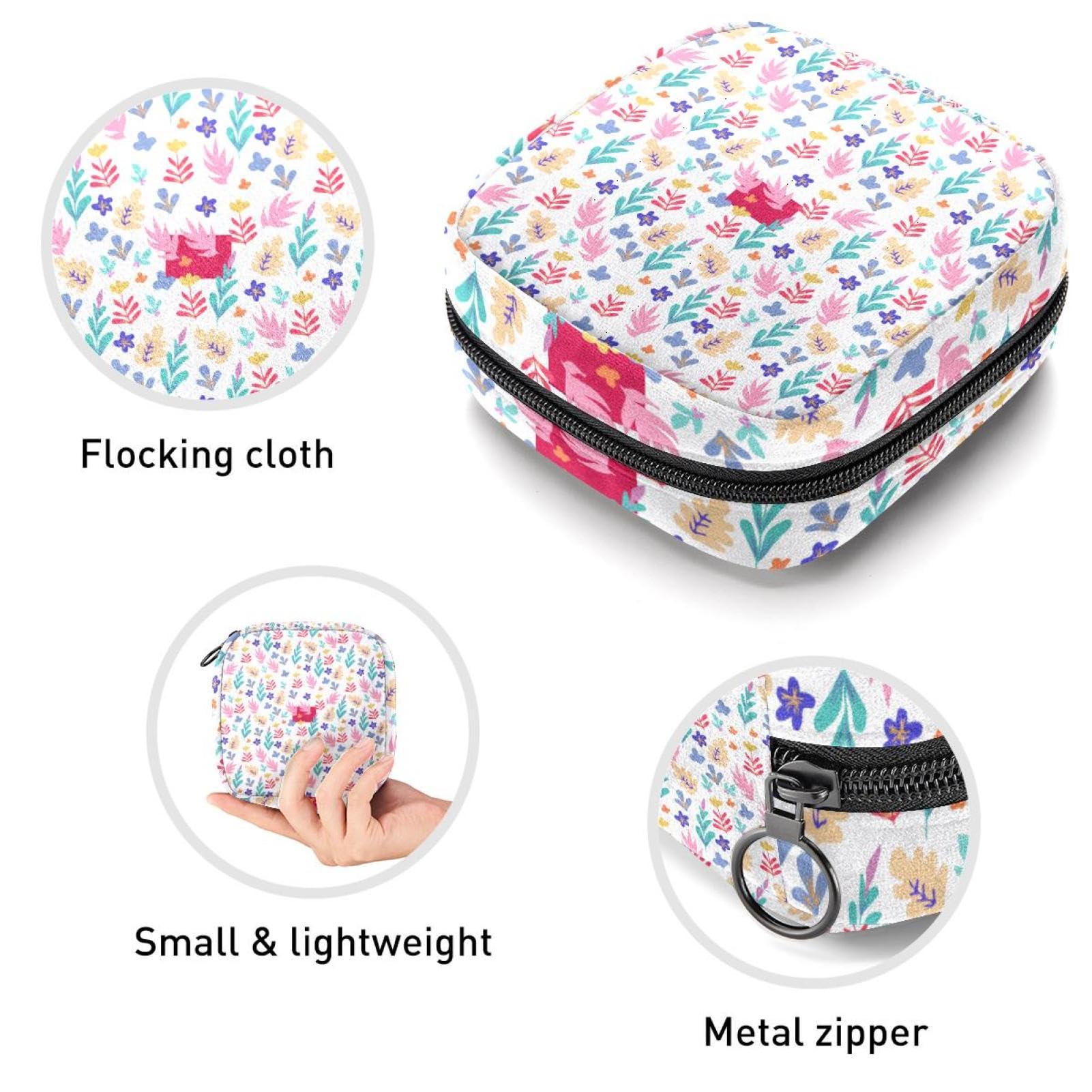 Waterproof Menstrual Cup Pouch & Sanitary Pad Organizer - Floral Print Travel Case for Women & Girls - Perfect for Gym, Office, and On-the-Go Use