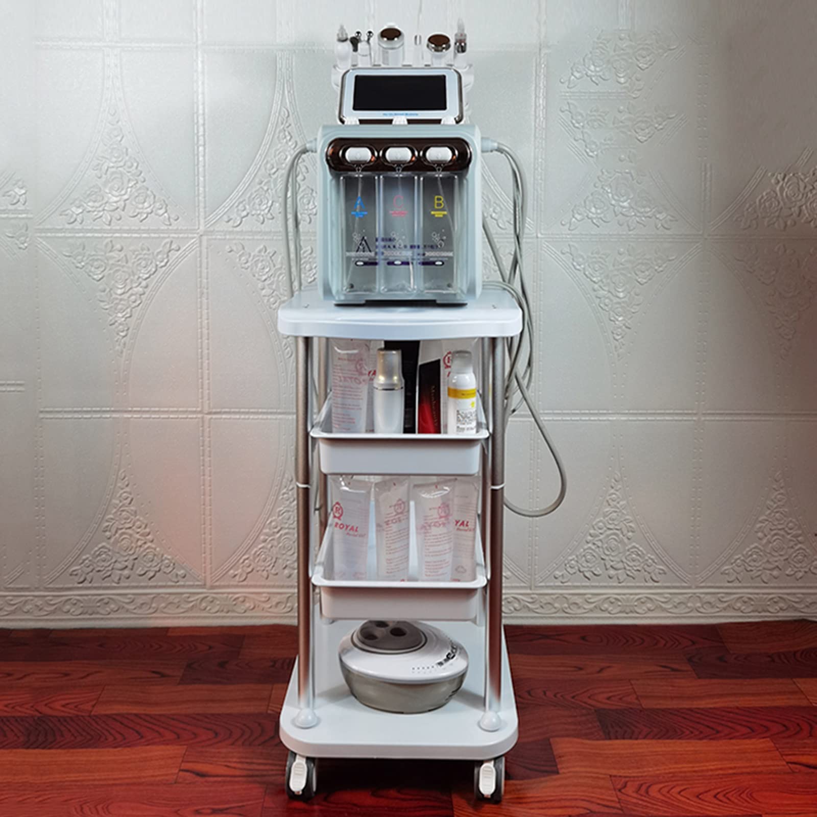 3-Tier Rolling Beauty Salon Cart with Wheels - Multifunctional Spa Trolley Stand for Equipment Storage, Mobile Utility Cart for Salon, Kitchen & Home Organization
