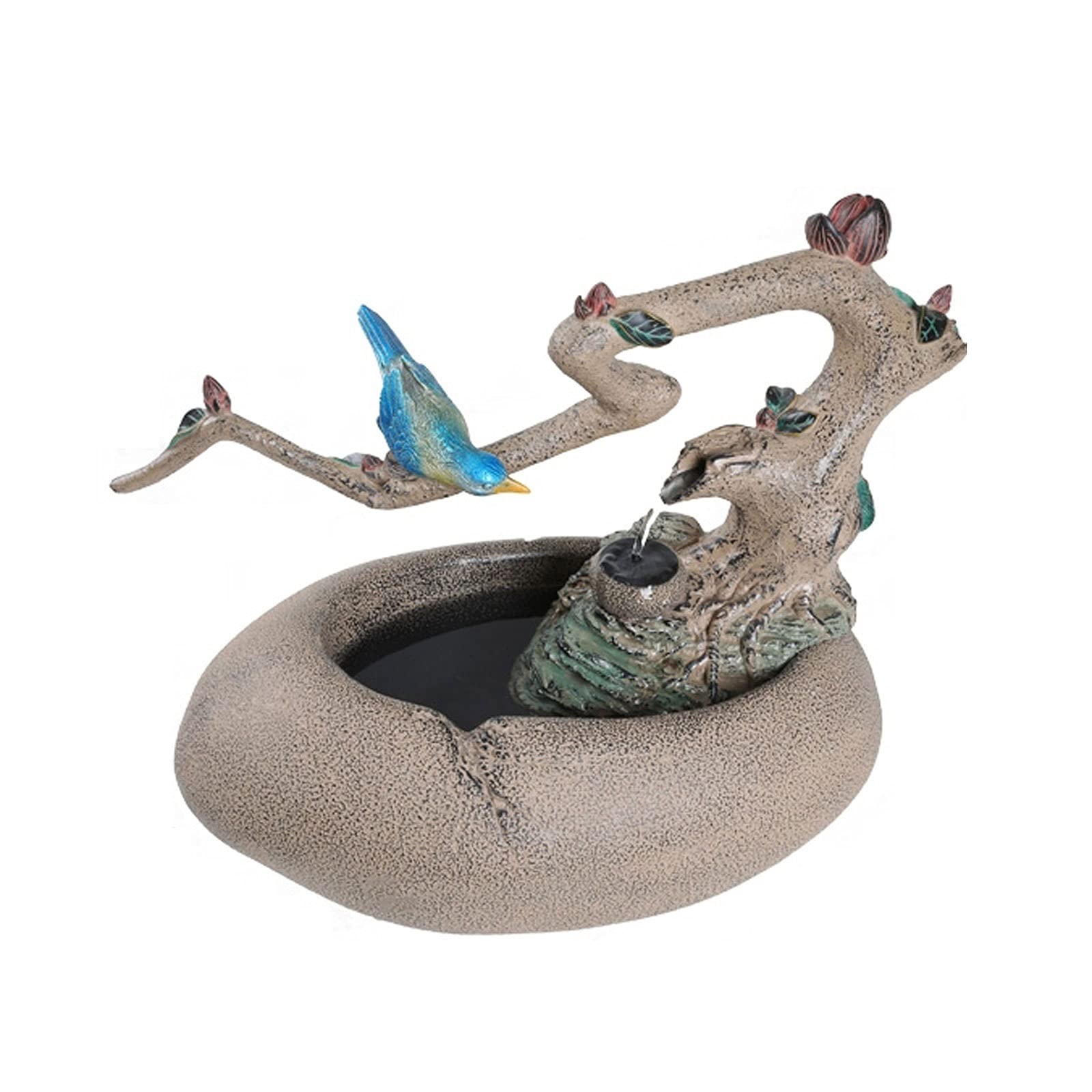 Zongshengshop Resin Flowing Water Fountain Decor - Indoor Tabletop Waterfall Ornament for Home, Office & Garden Relaxation | Feng Shui Wealth Statue for Living Room, Patio & Courtyard Decorations