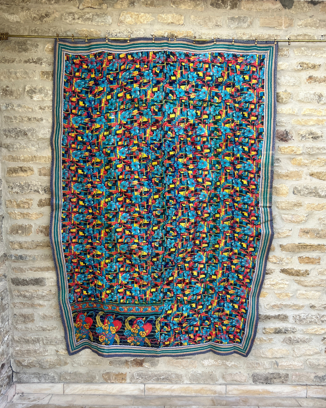 Premium Heavyweight Kantha Quilt No. 769 - Handmade Cotton Patchwork Bedspread for Cozy Home Decor, Winter Warmth & Bohemian Style Bedroom