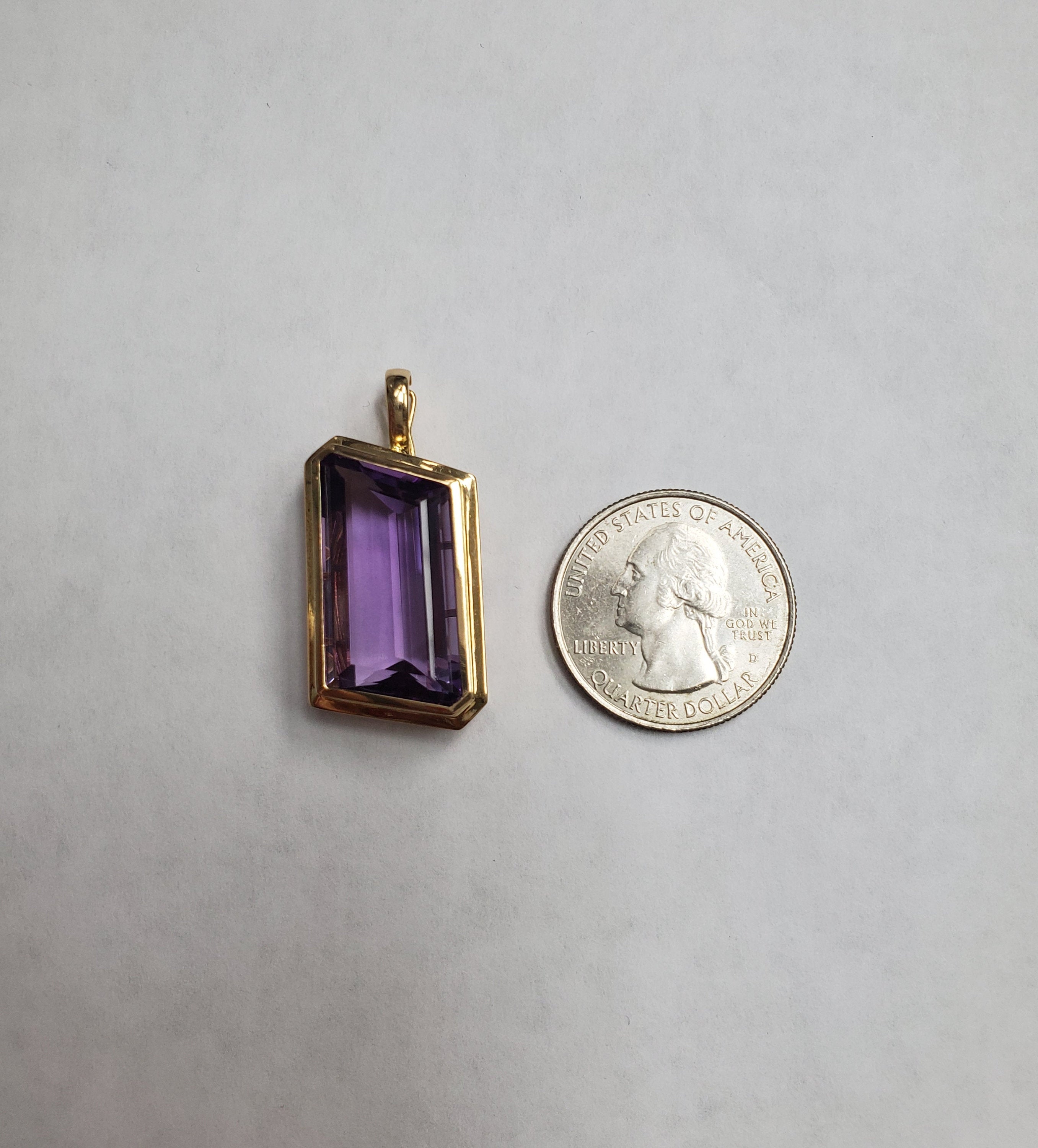 8 Carat Natural Amethyst Pendant Necklace in 14K Yellow Gold - Elegant Jewelry Gift for Women, Perfect for Weddings, Anniversaries & Special Occasions