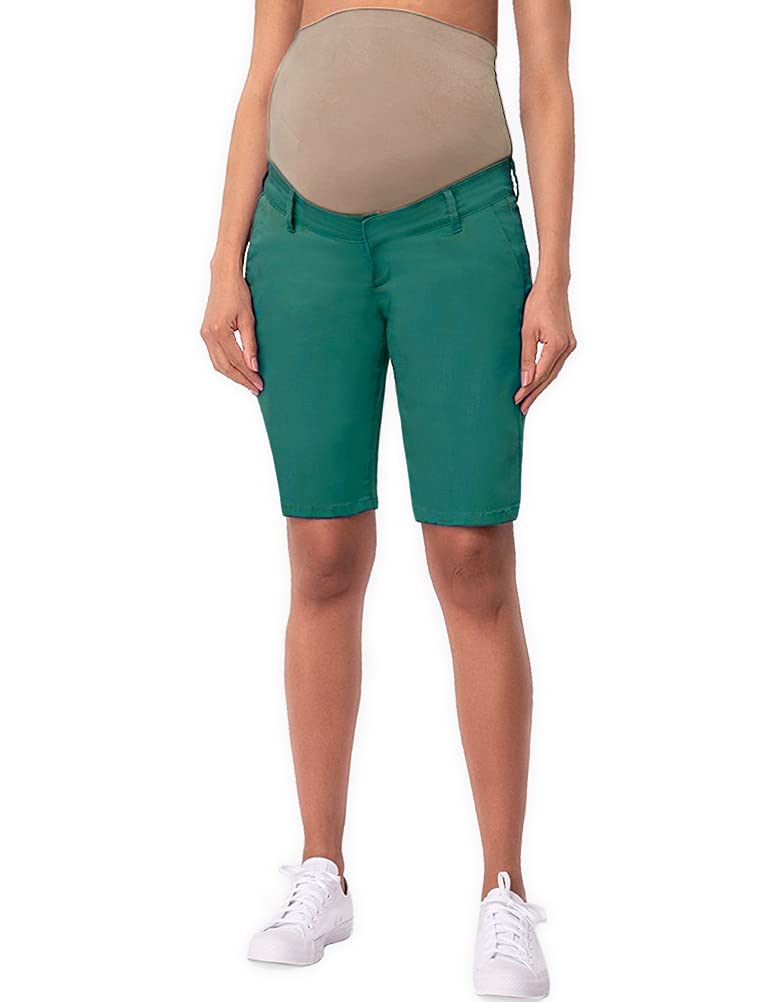 Comfortable Hybrid Women's Maternity Denim Shorts - Over The Belly Skinny Bermuda Jeans for Pregnancy | Perfect for Summer, Casual Wear & Maternity Outfits