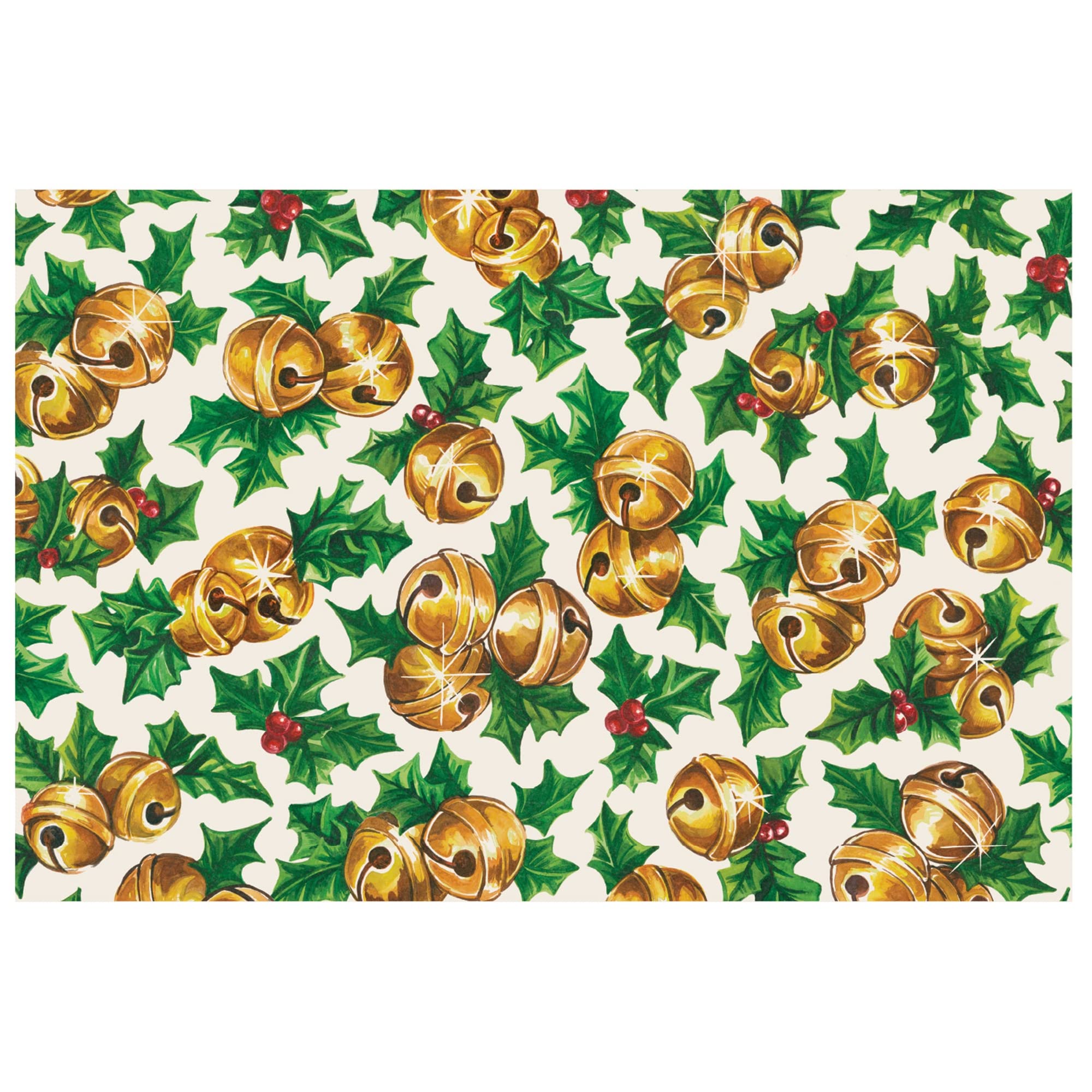 Christmas Paper Placemats for Dining Table - Jingle Bells Disposable Square Table Mats (24 Sheets/Pad) - USA Made - Perfect for Holiday Parties, Family Gatherings & Festive Decorations