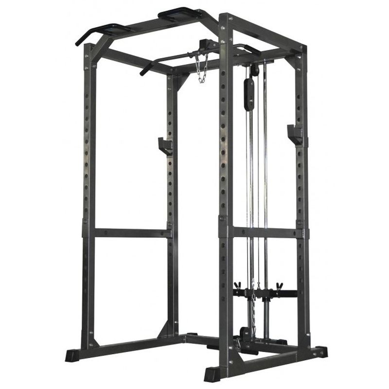 Bodyworx LU475PC Deluxe Power Cage with Lat/Low Row - Heavy Duty Home Gym Equipment for Strength Training & Weightlifting - Perfect for Home Workouts & Garage Gyms
