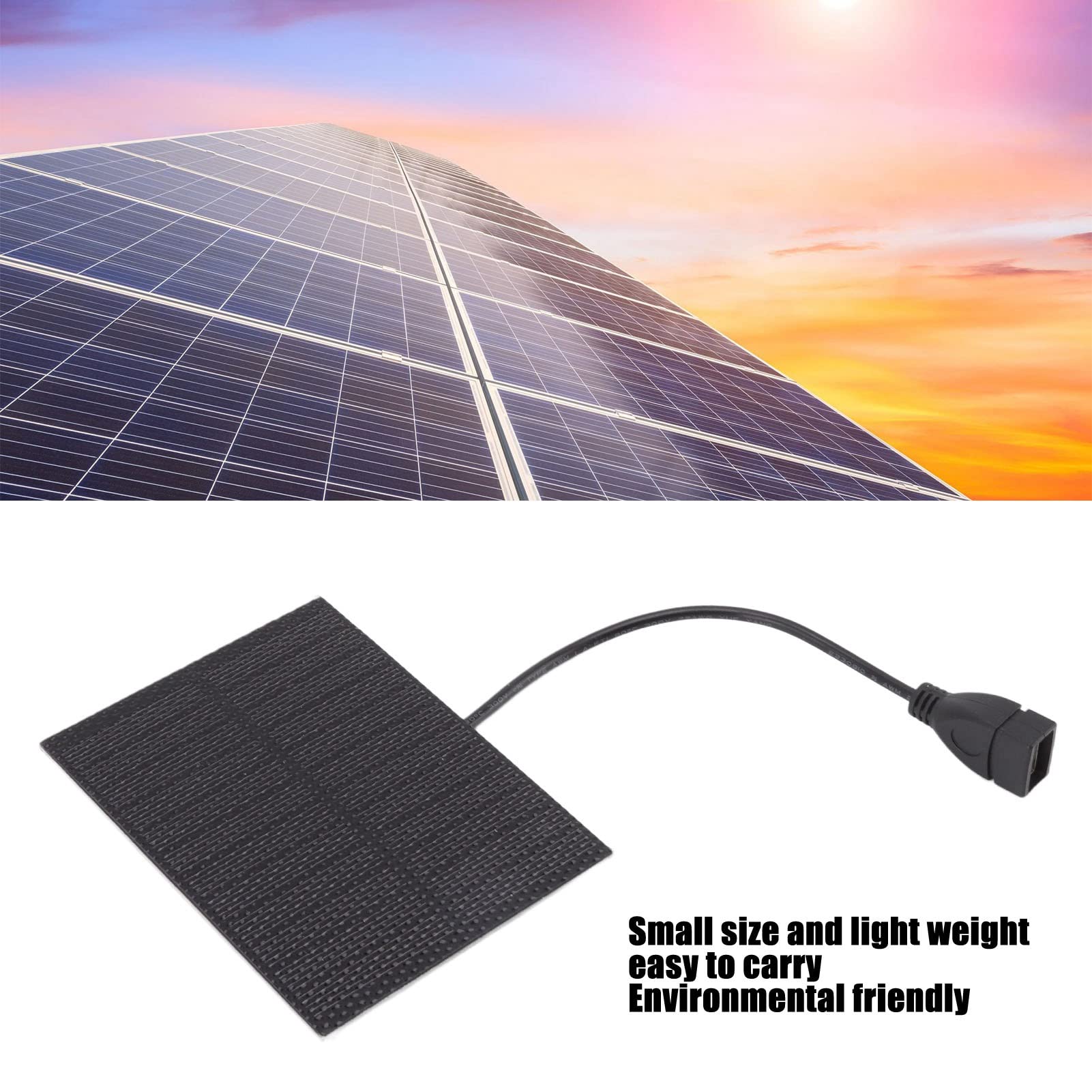 5W Small Solar Panel 5V USB Charger - Lightweight Monocrystalline Solar Cell for Phones, Power Banks, Camping Lights | Perfect for Outdoor Adventures, Emergency Power & Off-Grid Charging