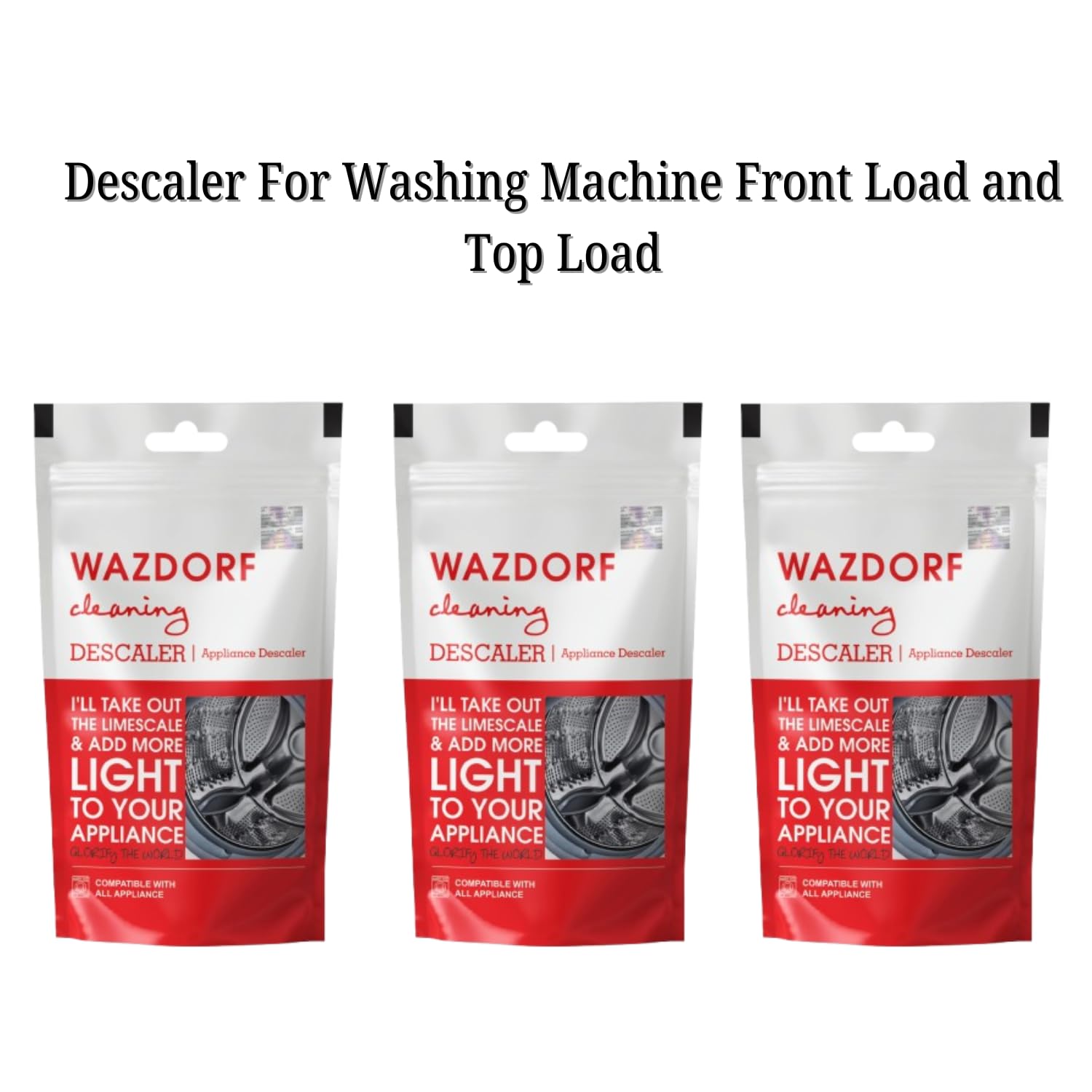Washing Machine Cleaner & Descaler Powder - Front Load & Top Load Washer Detergent, Drum Cleaner (100g x 4 Pack) | Removes Odor, Mold & Limescale | For HE, Standard & Portable Washing Machines