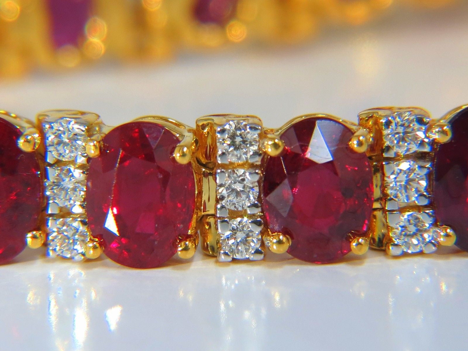 21.86ct Natural Fine Vivid Red Ruby and Diamond Tennis Bracelet - Classic Elegant Jewelry for Women, Perfect for Weddings, Anniversaries & Special Occasions