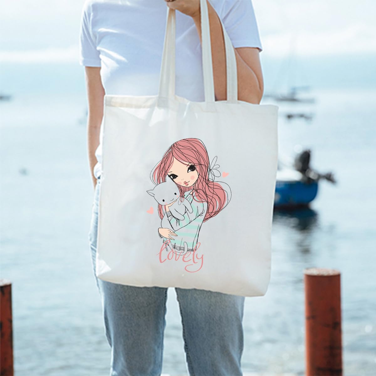 Stylish Printed Zipper Tote Bag for Women - Durable Poly-Cotton Multipurpose Handbag with Secure Zip Closure | Perfect for Work, Shopping & Travel (Lovely Floral Design)