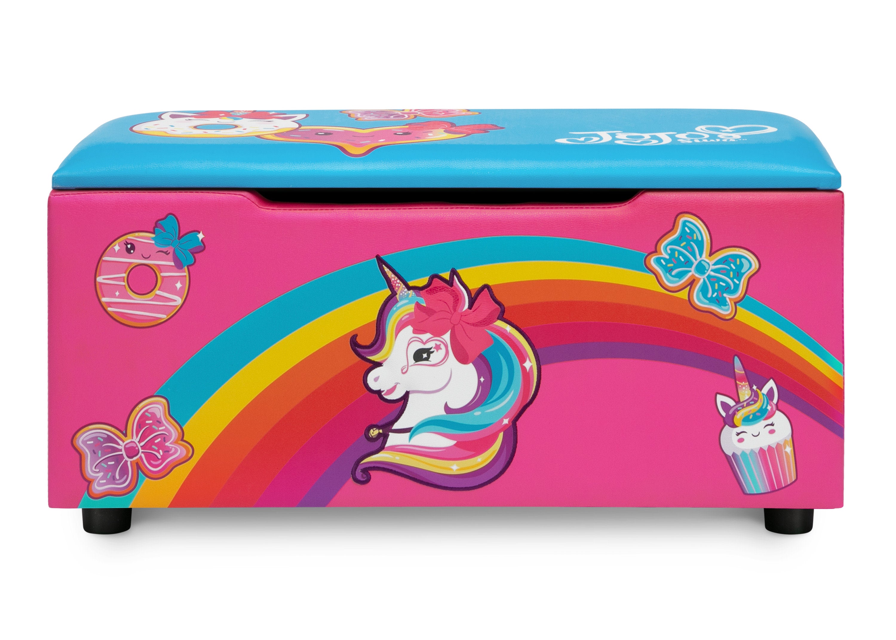 JoJo Siwa Kids Upholstered Storage Bench with Seat - Stylish Toy Organizer for Bedroom, Playroom & Nursery - Perfect for Girls' Room Decor & Storage Solutions