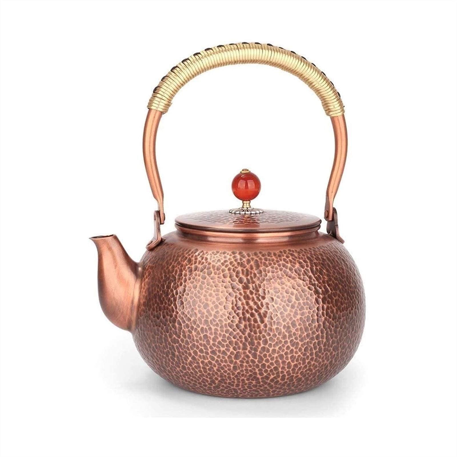 Vintage Hammered Copper Tea Kettle 1.5L - Uncoated Handmade Whistling Stovetop Teapot for Gas Hob & Antique Stove | Perfect for Kitchen, Hotel, Teahouse & Milk Warming | Classic Design for Tea Brewing & Home Decor