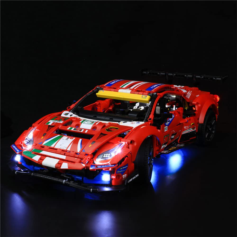 GEAMENT LED Light Kit for Lego Ferrari 488 GTE AF Corse #51 - Compatible with Technic 42125 Building Blocks (Model Not Included) - Perfect for Night Displays & Model Car Enhancements