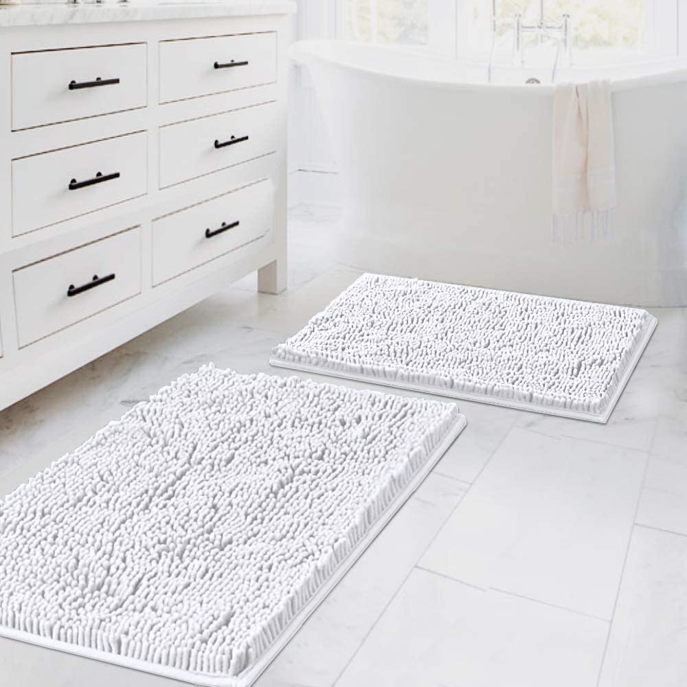 H.VERSAILTEX Non-Slip Bath Rugs - Super Soft Chenille Shag Bathroom Mat, Ultra Absorbent & Quick Dry, Machine Washable (20