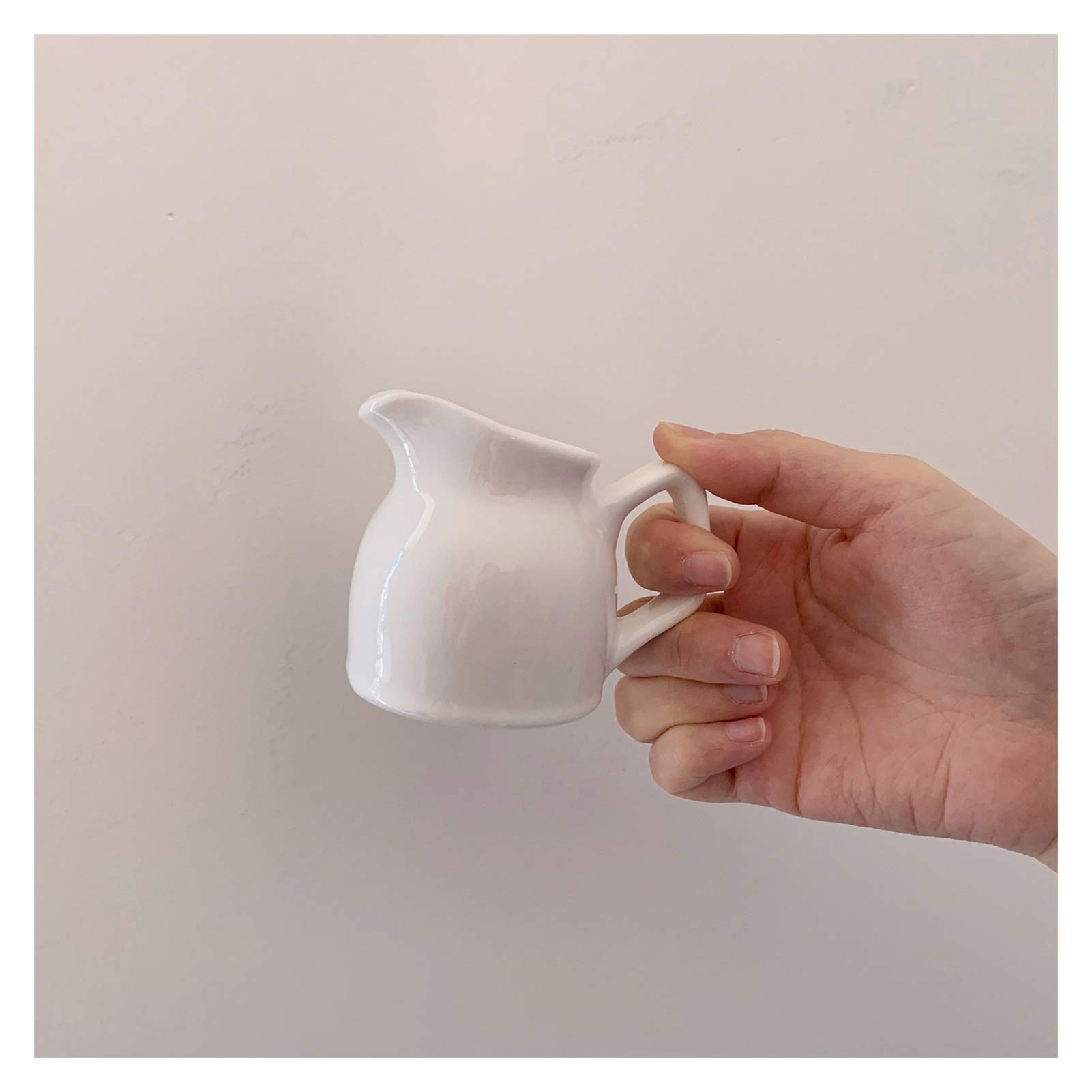 Premium Ceramic Milk Frothing Pitcher with Handle - Small Creamer Jug for Coffee, Latte & Cappuccino - Multifunctional Kitchen Tool for Baristas & Home Use - Perfect for Milk Frothing, Serving Sauces & Creams