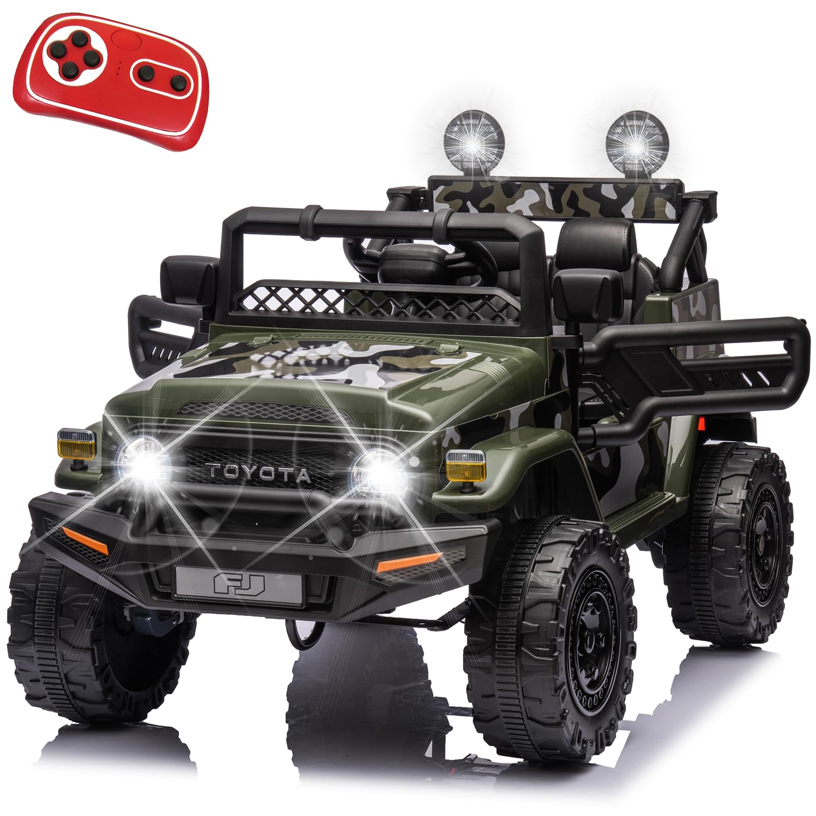 Bobike 12V Kids Ride-On Truck Toy Car - Battery Powered Electric Vehicle with 2.4G Remote Control for Ages 3-8 Years - Double Opening Doors, Music & USB Port - Perfect Gift for Boys & Girls (Green) - Ideal for Outdoor Play, Birthday Presents & Family Fun Activities