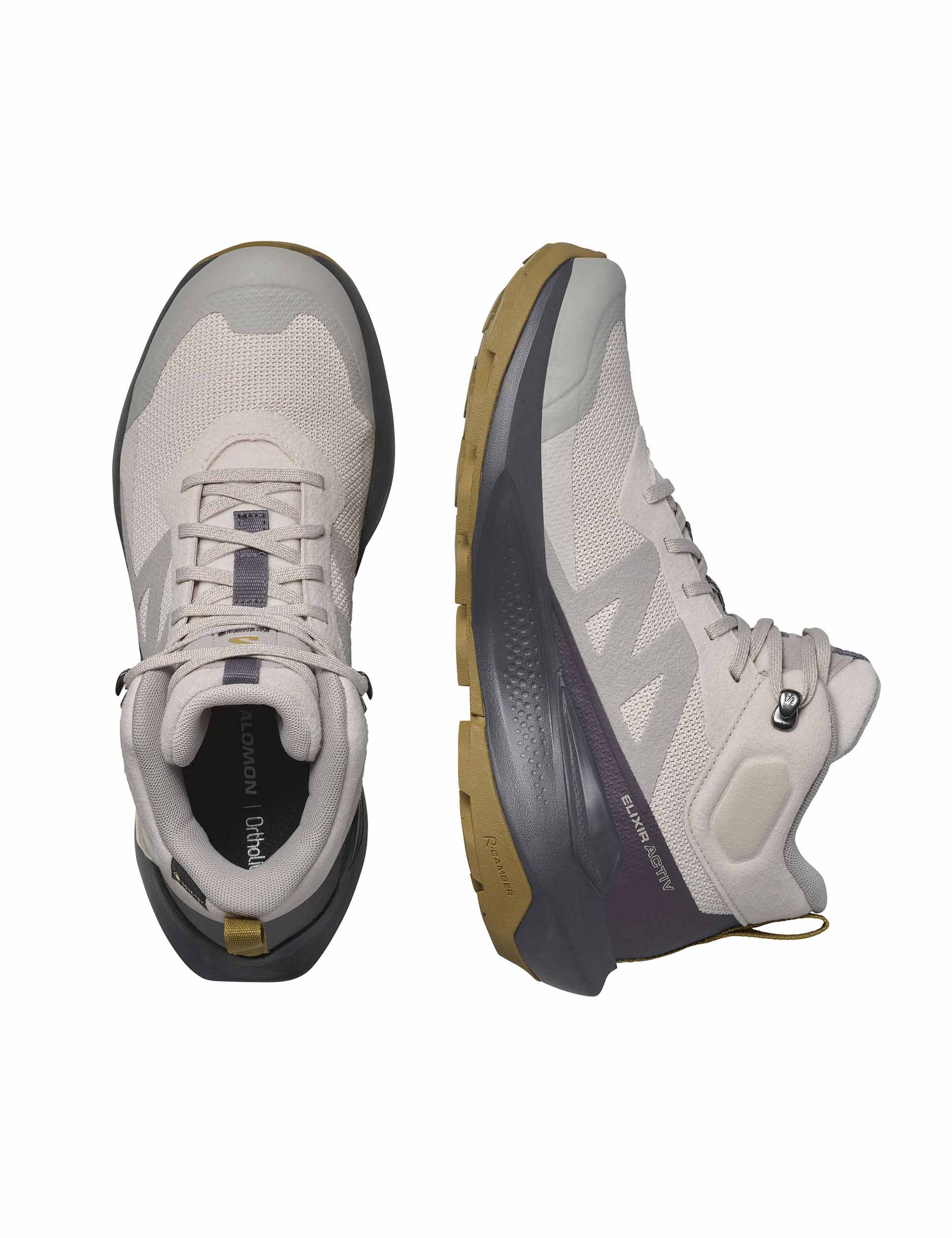 Elixir Activ Mid Gore-Tex Hiking Boots for Men - Waterproof & Breathable - Silver Cloud/Nine Iron/Gothic Olive - Perfect for Outdoor Adventures & Trail Running
