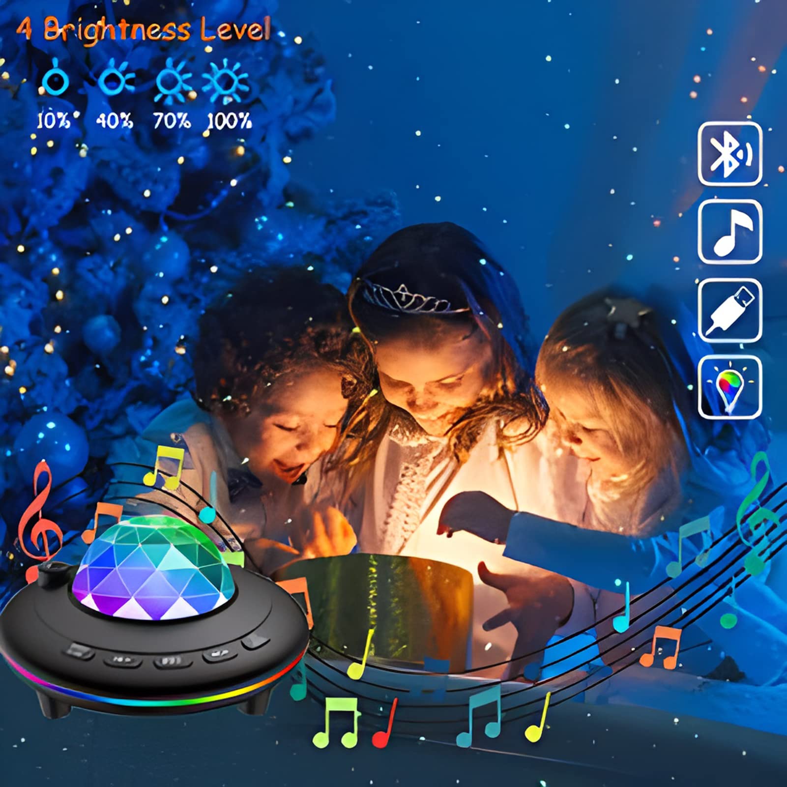 Galaxy Projector Star Night Light with Ocean Wave Effect, Bluetooth Music, Remote Control & Timer - Color Changing LED Lamp for Kids & Adults Bedroom, Party, Birthday, Relaxation & Meditation
