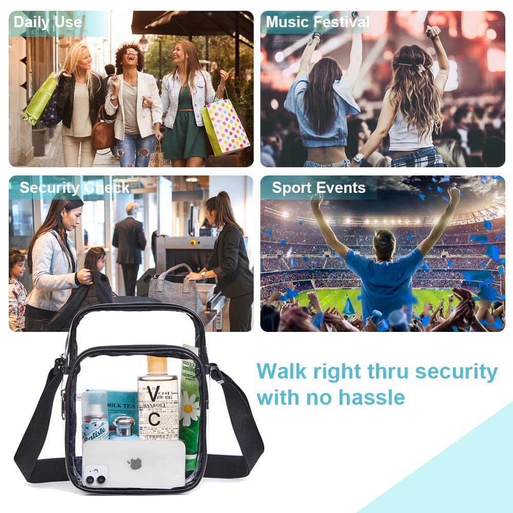 Clearworld Clear Stadium Bag for Concerts & Sports Events - Transparent Crossbody Purse with Adjustable Strap | Perfect for Music Festivals, Theme Parks & Security Checkpoints