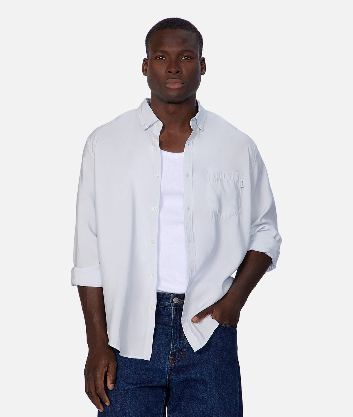 Eaton Long Sleeve Shirt for Men - Ice Blue Casual Button Down Shirt | Perfect for Office, Business, and Everyday Wear