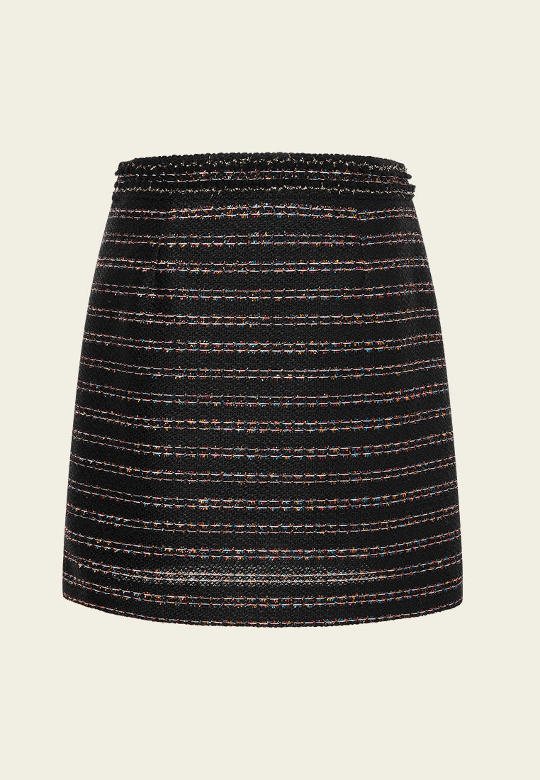 Lurex Striped Knee-Length Skirt for Women - Elegant Party & Office Wear - Perfect for Cocktail Dresses, Work Outfits & Evening Events