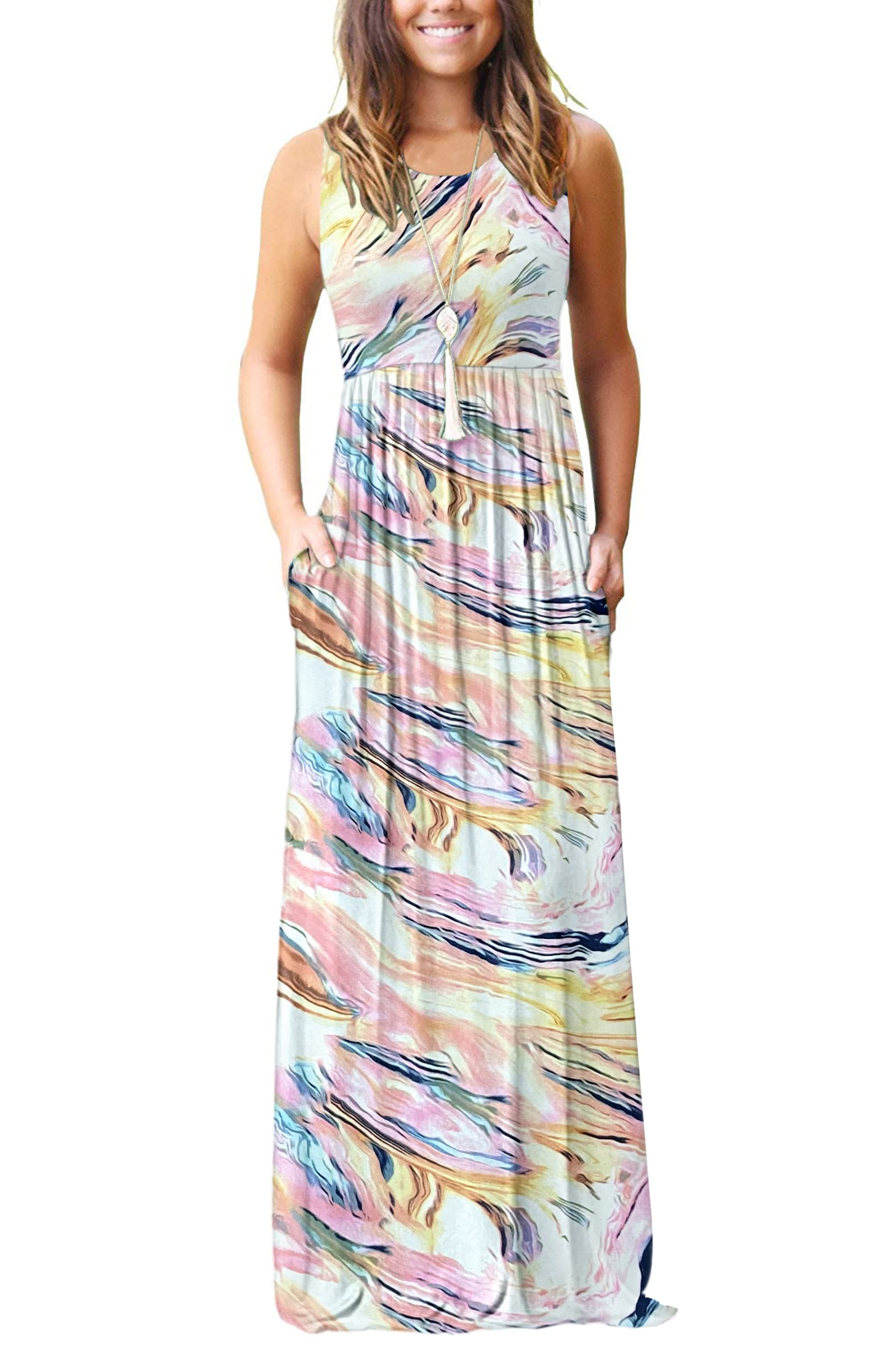 MOLERANI Women's Loose Plain Maxi Dresses - Casual Long Summer Dresses with Pockets - Comfortable Flowy Beach Dress for Vacation, Travel & Everyday Wear