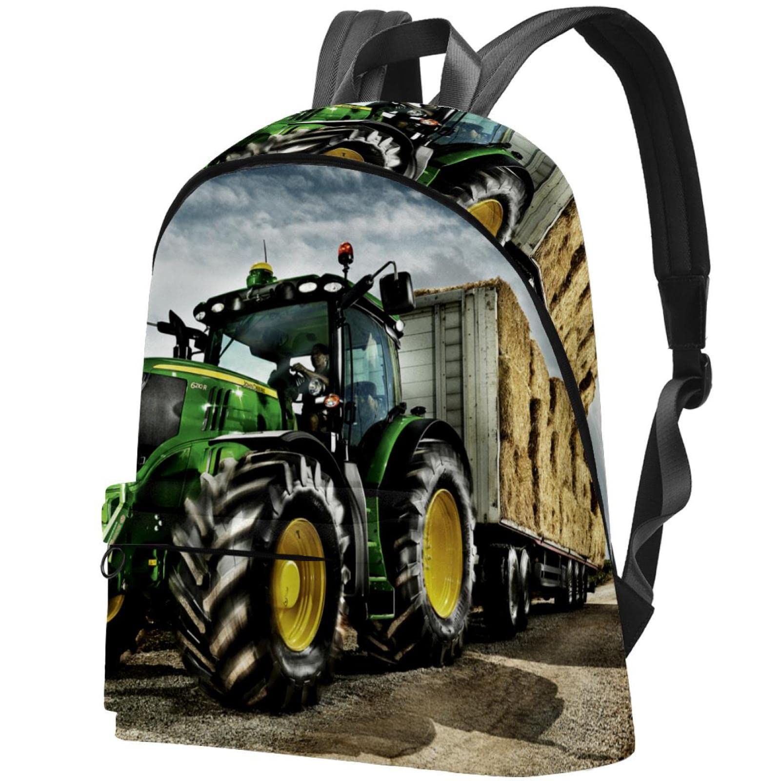 Vintage Tractor Print Canvas Backpack for College, Travel - Durable Unisex Backpack for Women & Men - Perfect for School, Commuting & Outdoor Adventures