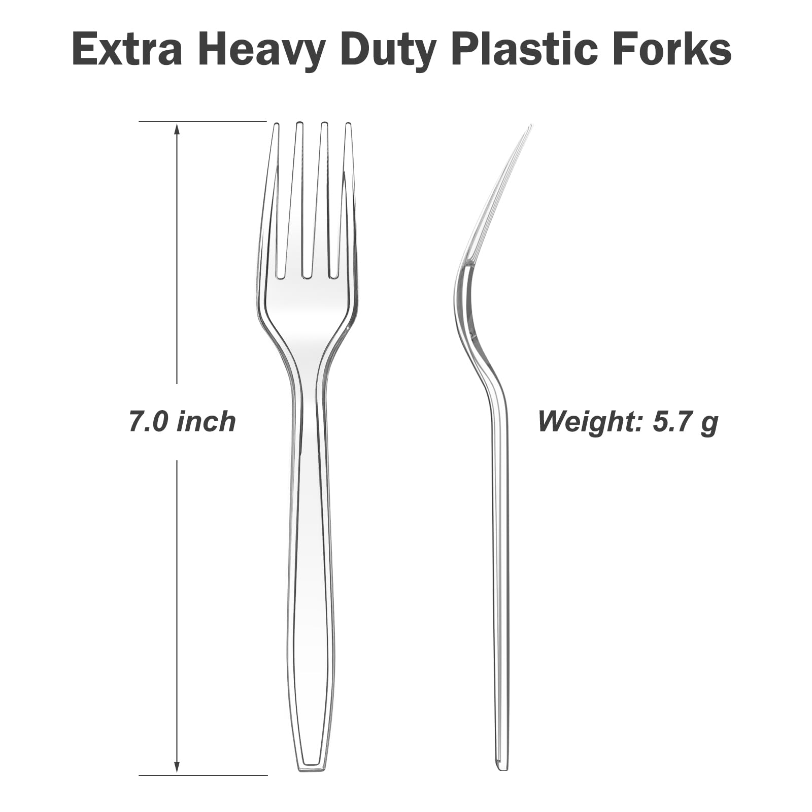 300 Count BPA-Free Heavy Duty Clear Plastic Forks - Extra Strong Disposable Cutlery for Parties, Picnics & Catering | Heat Resistant, Durable Bulk Plastic Forks for BBQ, Wedding & Office Events