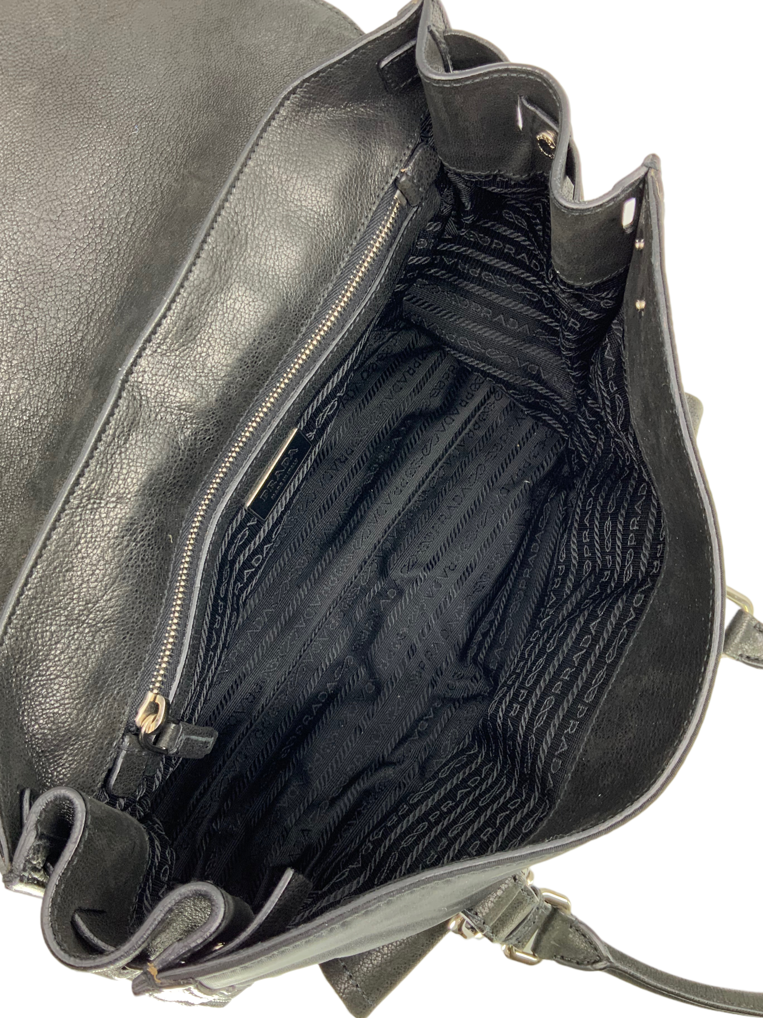 Prada Nylon and Leather Crossbody Bag with Front Pocket - Luxury Designer Handbag for Women | Perfect for Work, Travel & Everyday Use