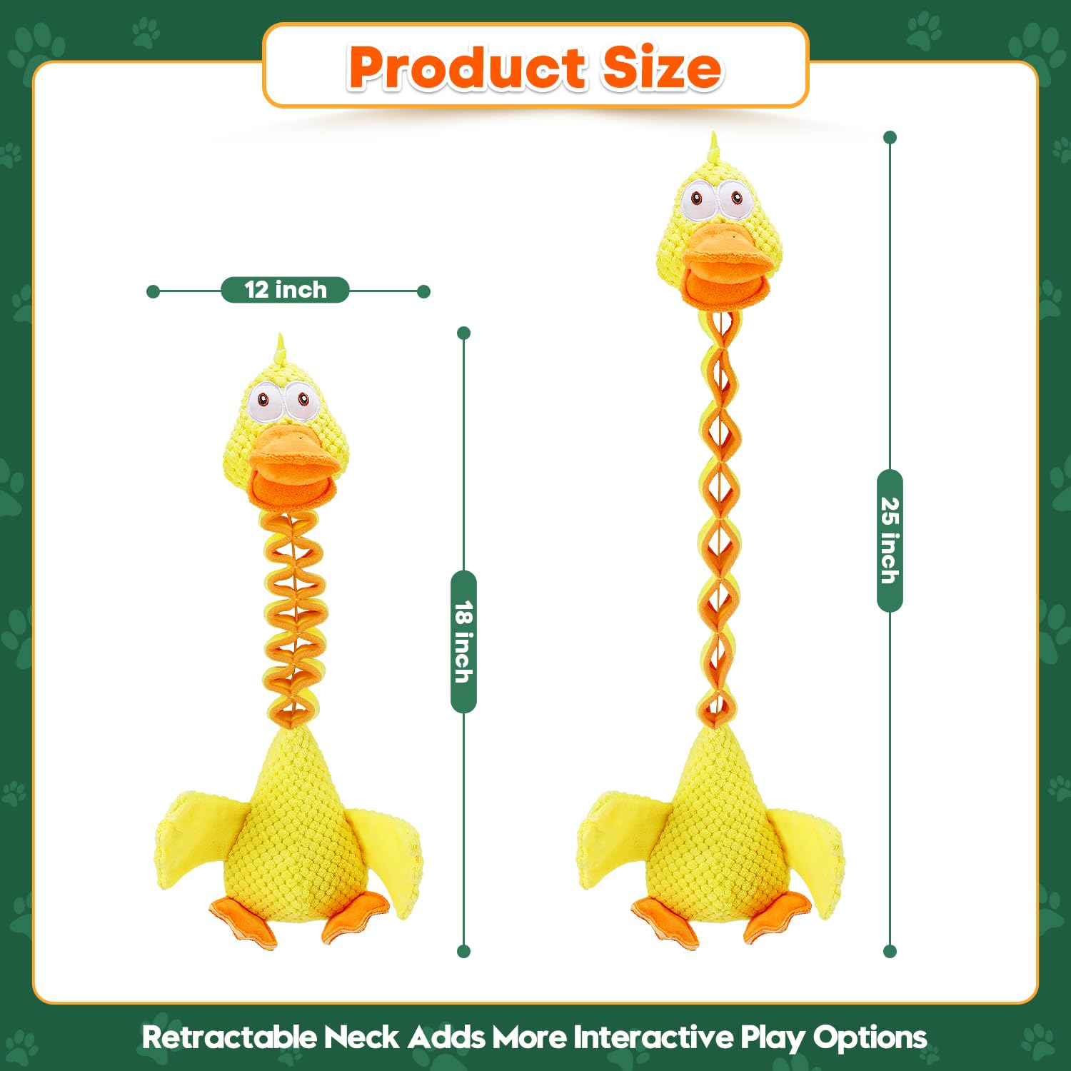 Durable Puppy Chew Toys for Aggressive Chewers - Retractable Tug of War Dog Toys with Squeaker for Small, Medium & Large Dogs (Duck Design) - Perfect for Playtime, Training & Teeth Cleaning