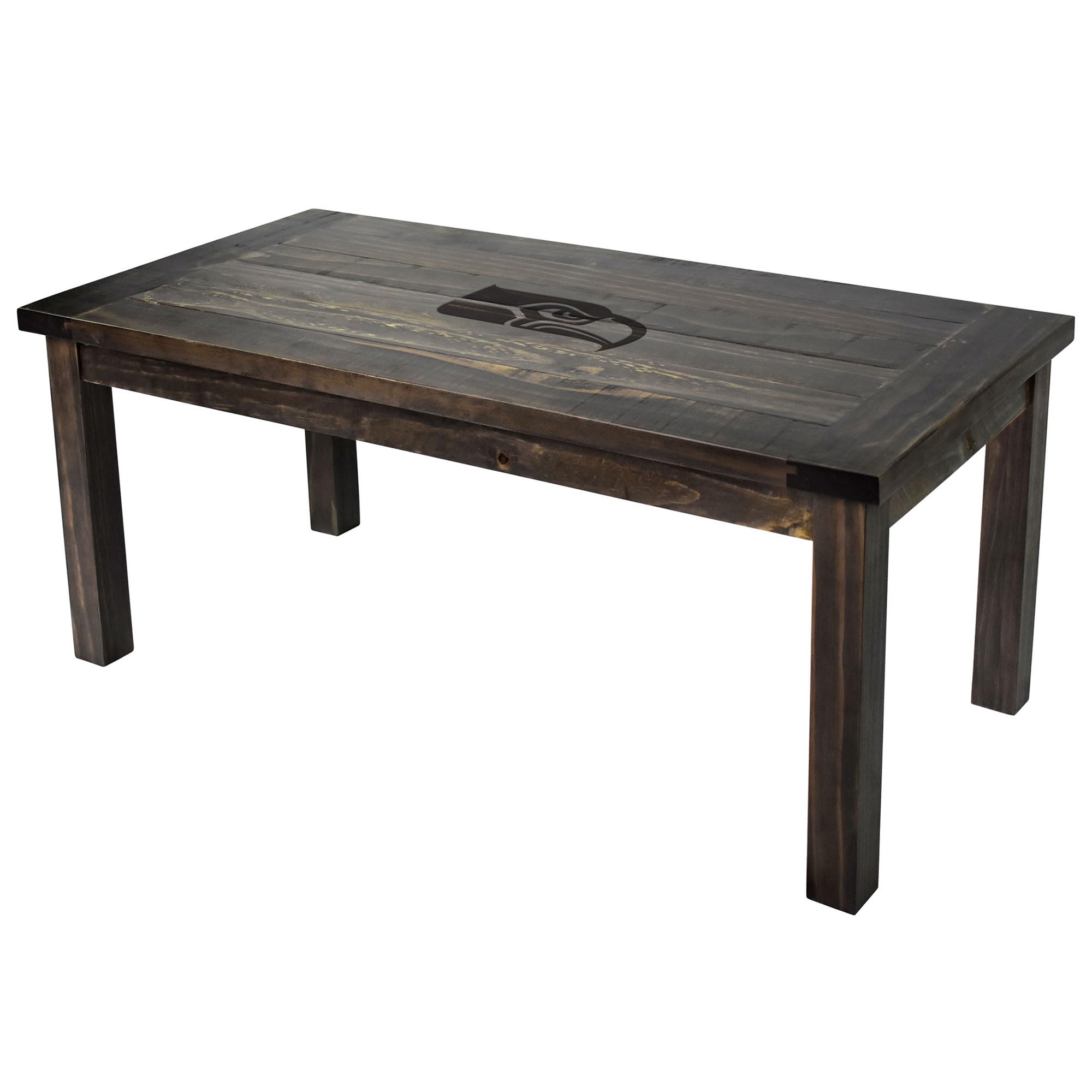 NFL Reclaimed Wood Coffee Table - Rustic Industrial Style, Handcrafted Football-Themed Furniture for Man Cave, Sports Bar & Game Room Decor