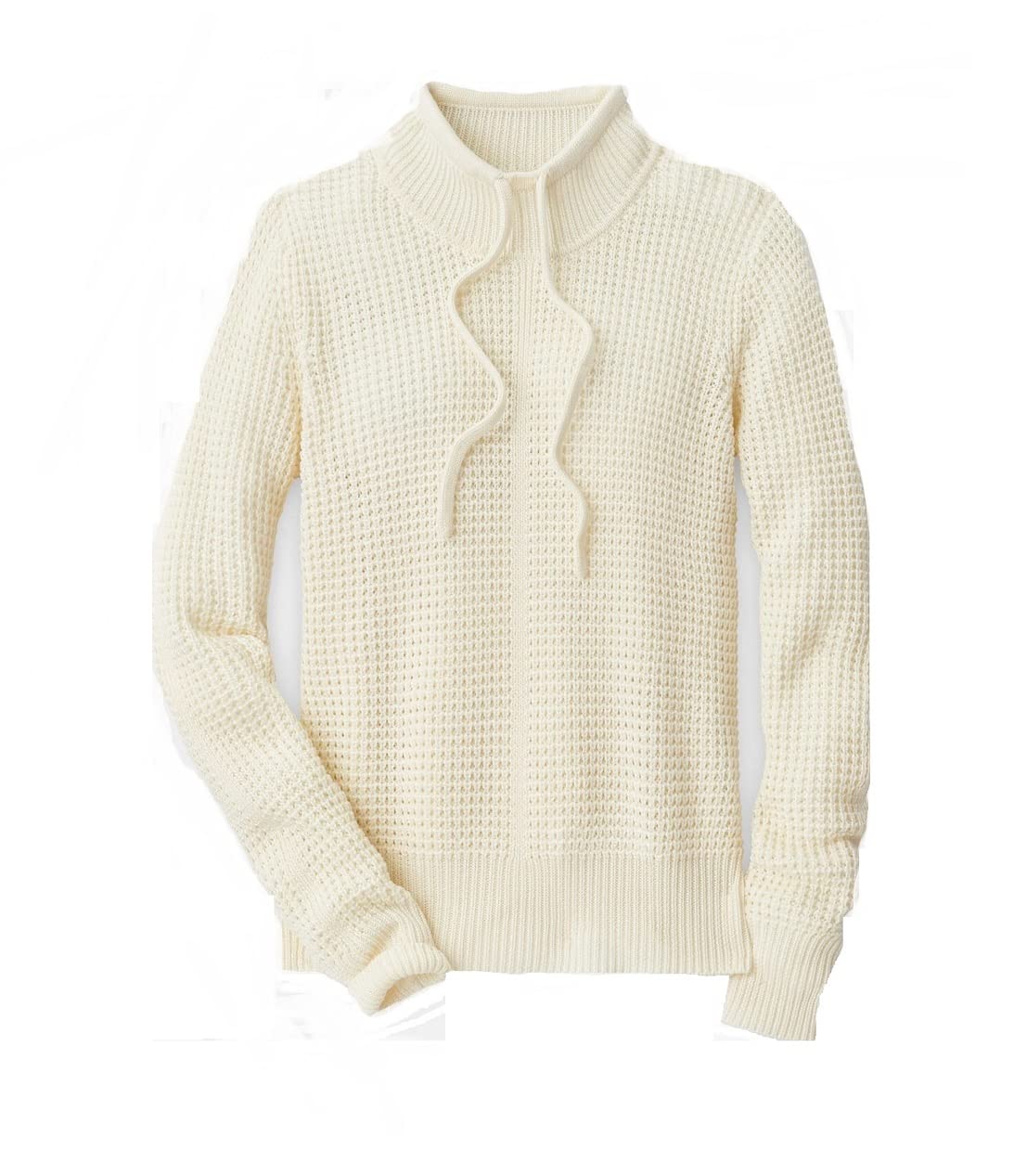 PETER MILLAR Kennedy Waffle Stitch Popover Sweater - Soft Ivory, Small | Men's Casual Pullover with Drawstring Neck | Perfect for Fall Layering & Winter Outfits