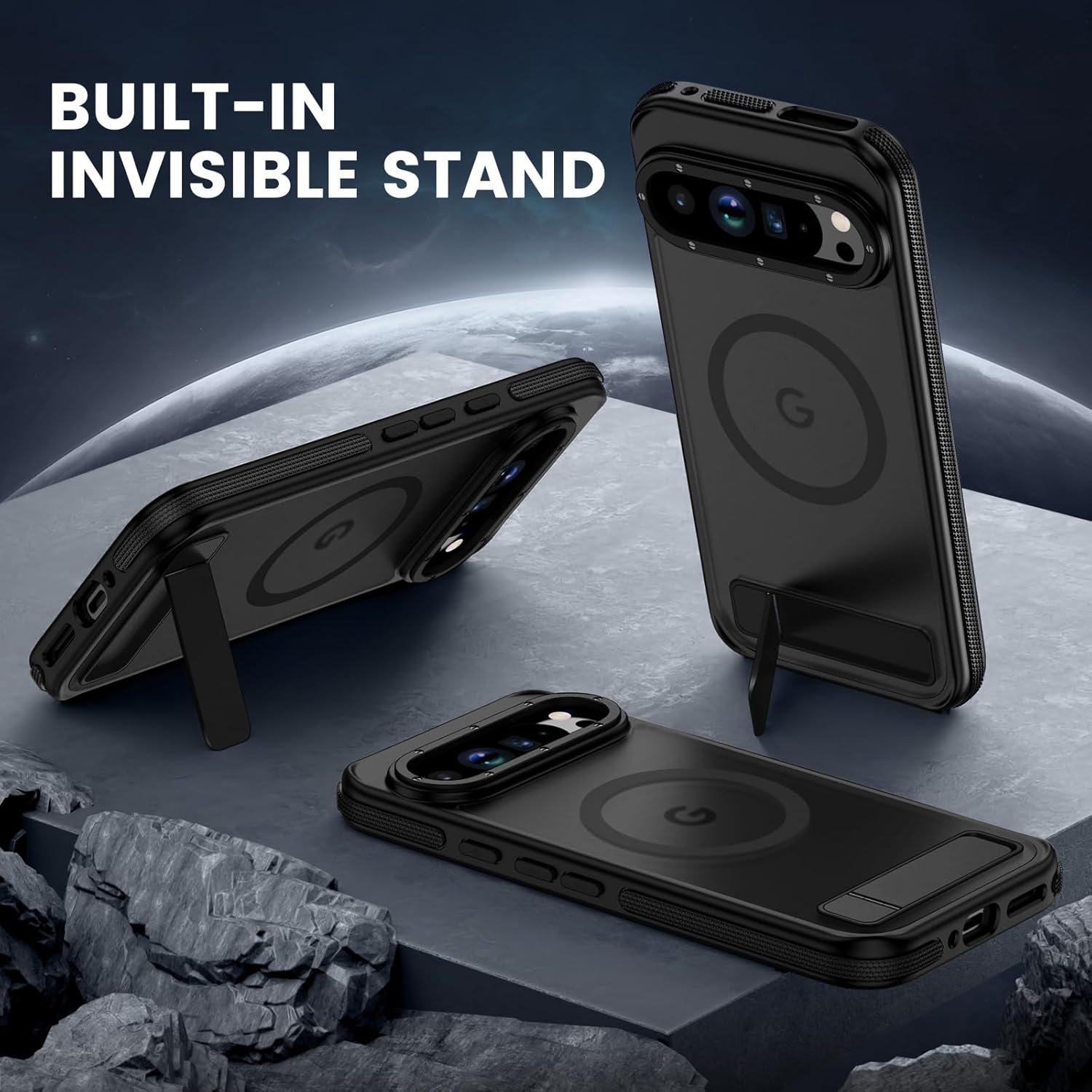 Google Pixel 9 Pro XL MagSafe Case with Metal Kickstand - Shockproof Protective Cover, Magnetic Wireless Charging Compatible, Rugged Drop Protection, Full Camera & Screen Guard | Perfect for Travel, Work & Hands-Free Viewing
