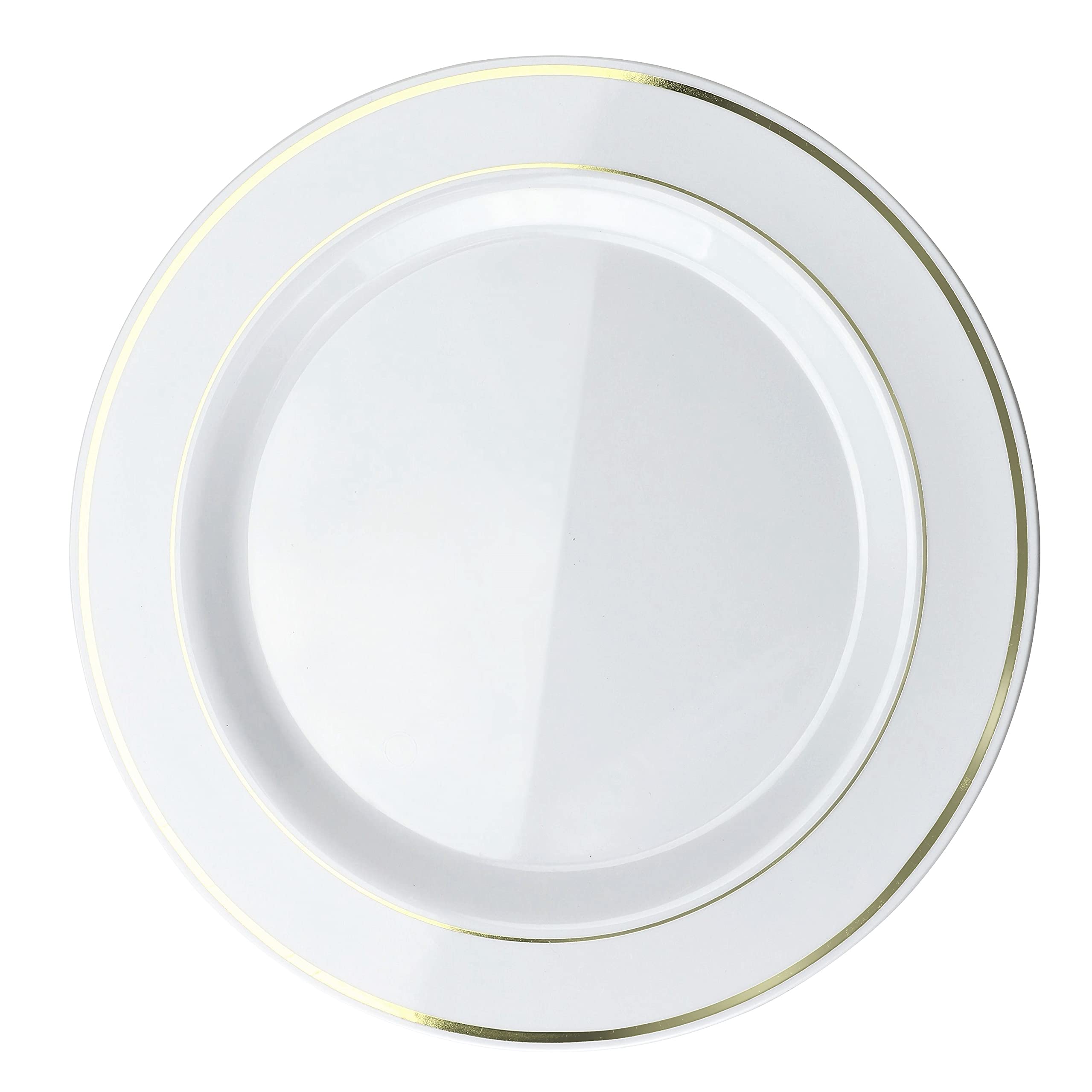 240-Piece Premium Disposable Plastic Plates Set for Weddings & Parties - 120 x 10.5'' Dinner Plates + 120 x 7.5'' Salad/Dessert Plates (White & Gold Rim) - Heavyweight, Elegant Tableware for Large Gatherings, Catering & Special Events