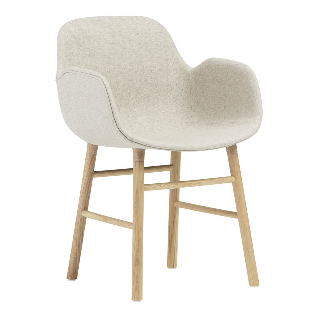 Modern Upholstered Form Armchair with Wooden Legs - Perfect for Living Room, Office, or Lounge Decor