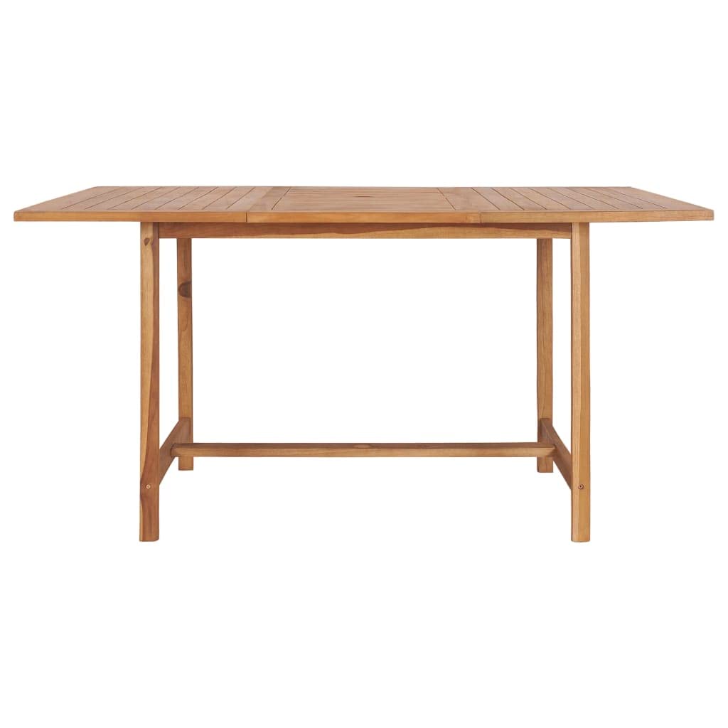vidaXL Solid Teak Wood Patio Dining Table with Umbrella Hole - Outdoor Garden Furniture for Front Porch, Deck, Lawn, Backyard & Balcony | Perfect for Al Fresco Dining and Outdoor Entertaining